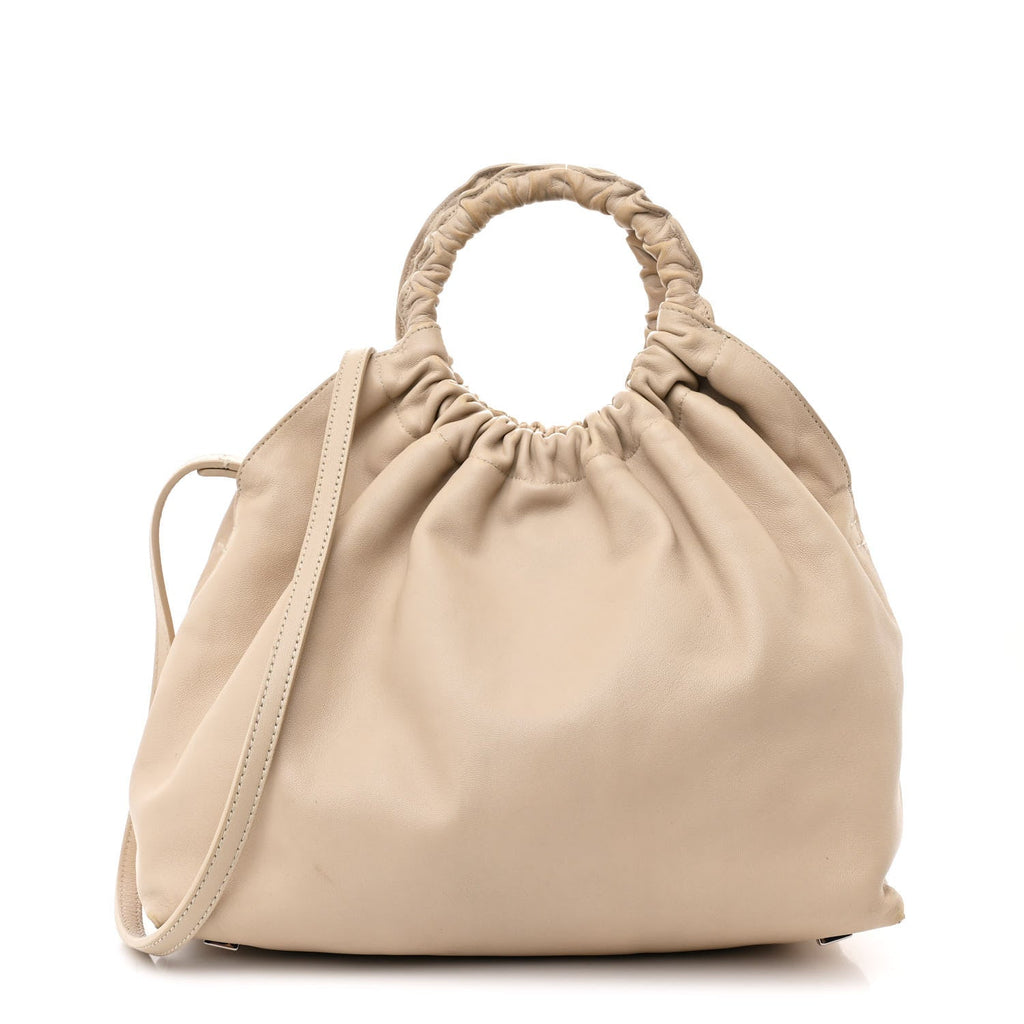 Calfskin Medium Double Circle Bag Eggshell