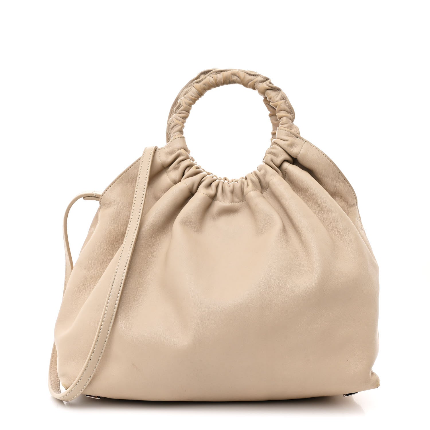 Calfskin Medium Double Circle Bag Eggshell