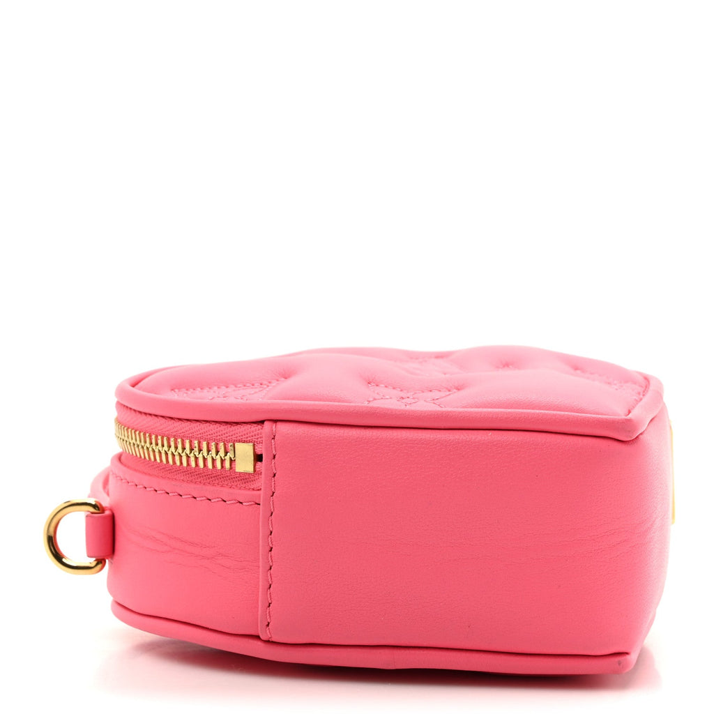 Calfskin Embroidered Monogram Pop My Heart Bag Pouch Dragon Fruit Pink