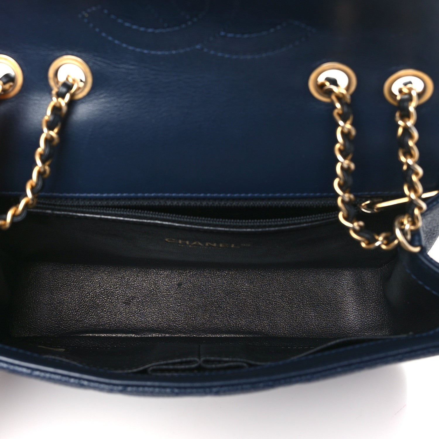 Caviar Quilted Small CC Filigree Flap Navy Black