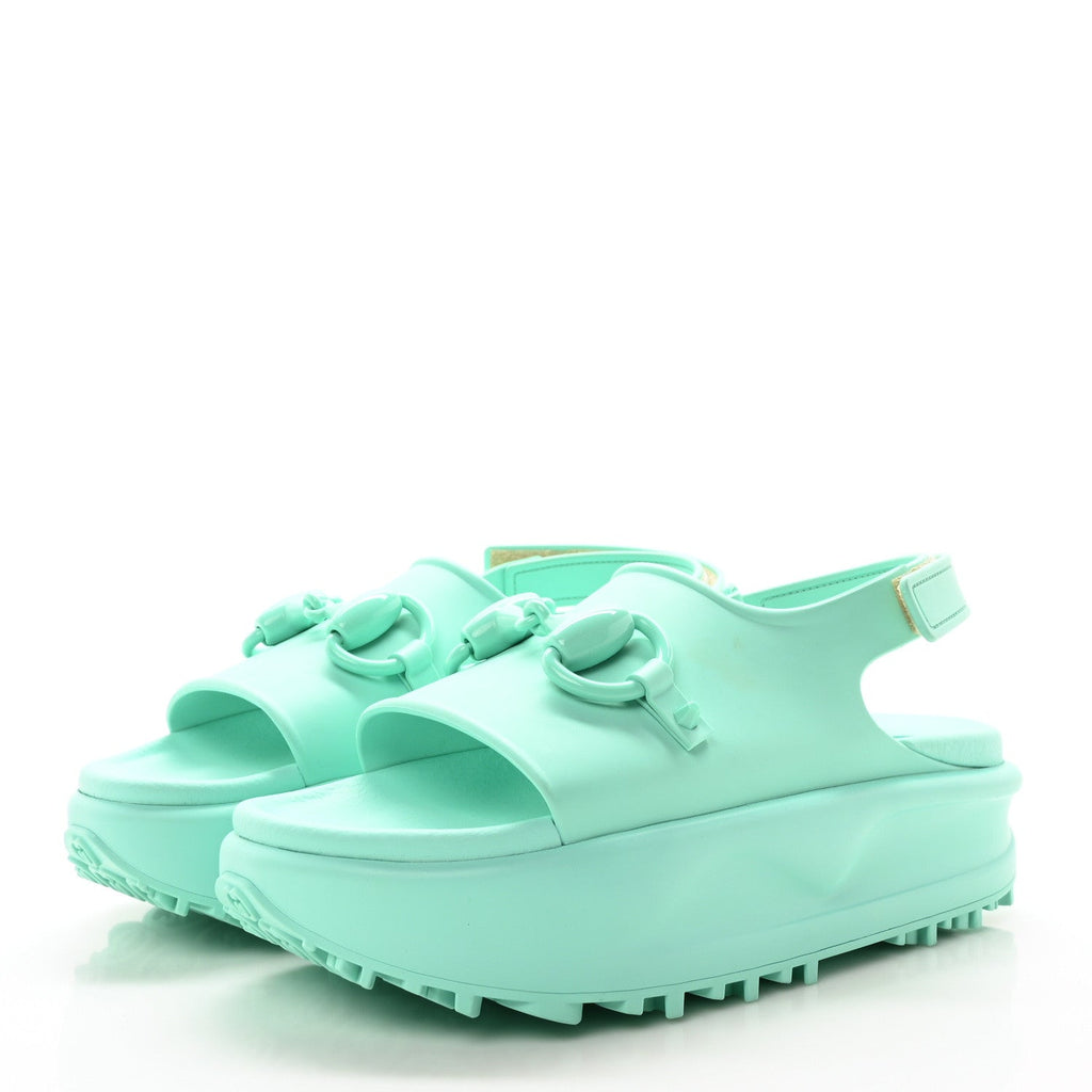Soft Rubber Horsebit Womens Slingback Sandals 37 Teal Cyan