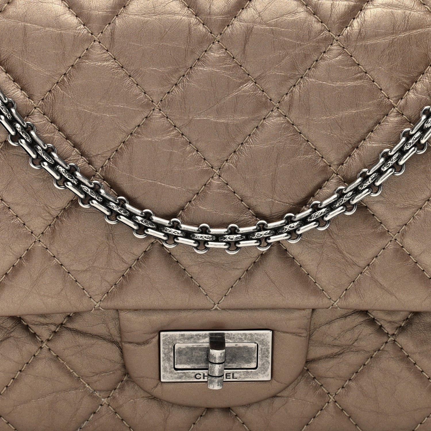 Metallic Aged Calfskin Quilted 2.55 Reissue 227 Flap Bronze