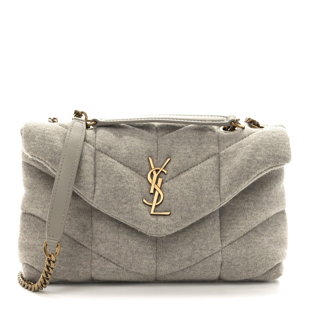Jersey Quilted Toy Loulou Puffer Monogram Chain Satchel Chalk Beige