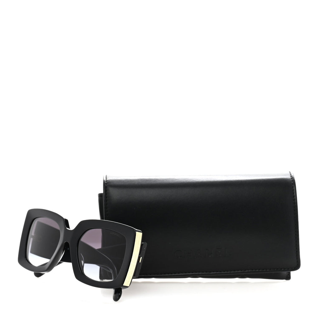 Acetate Rectangle Sunglasses 5435-A Black