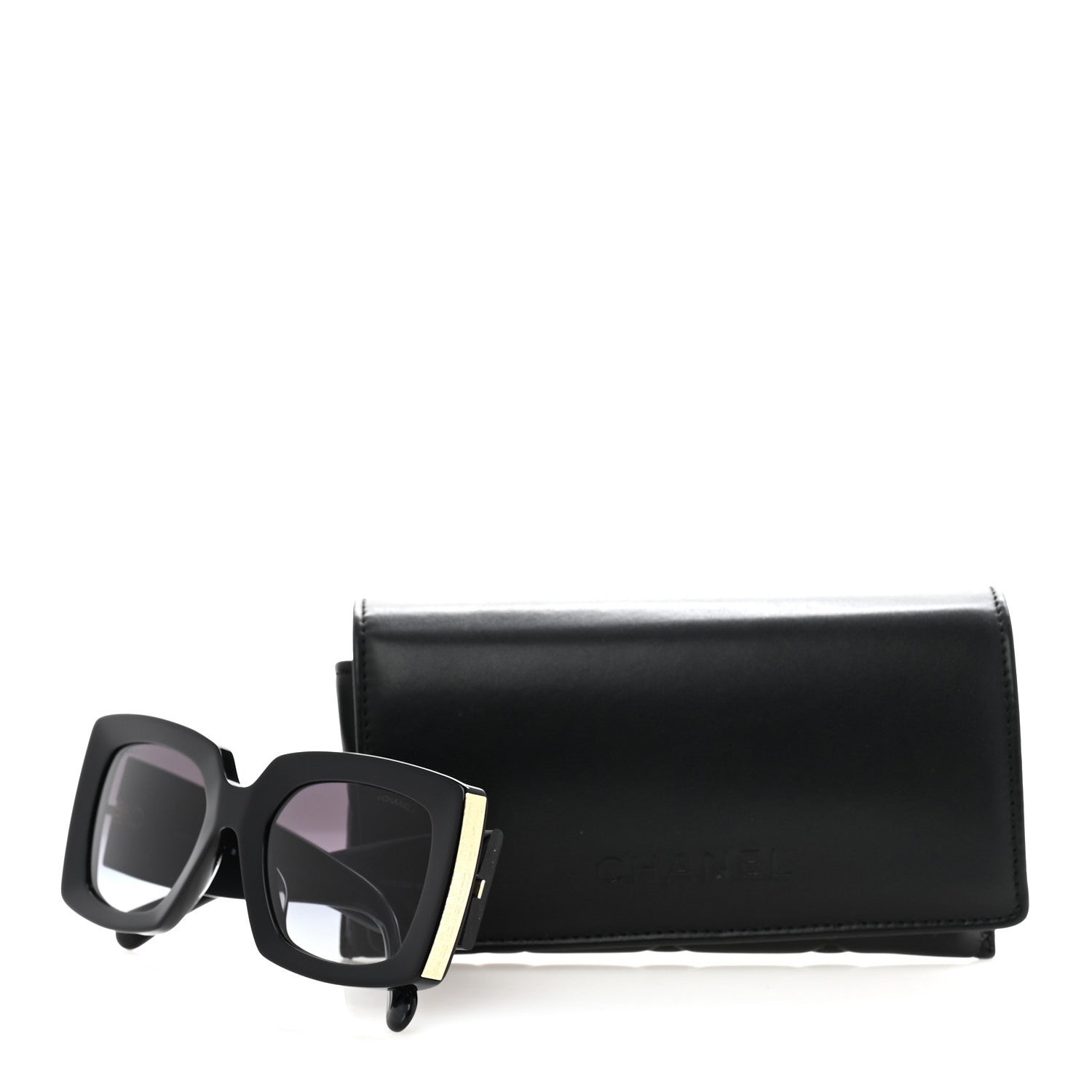 Acetate Rectangle Sunglasses 5435-A Black
