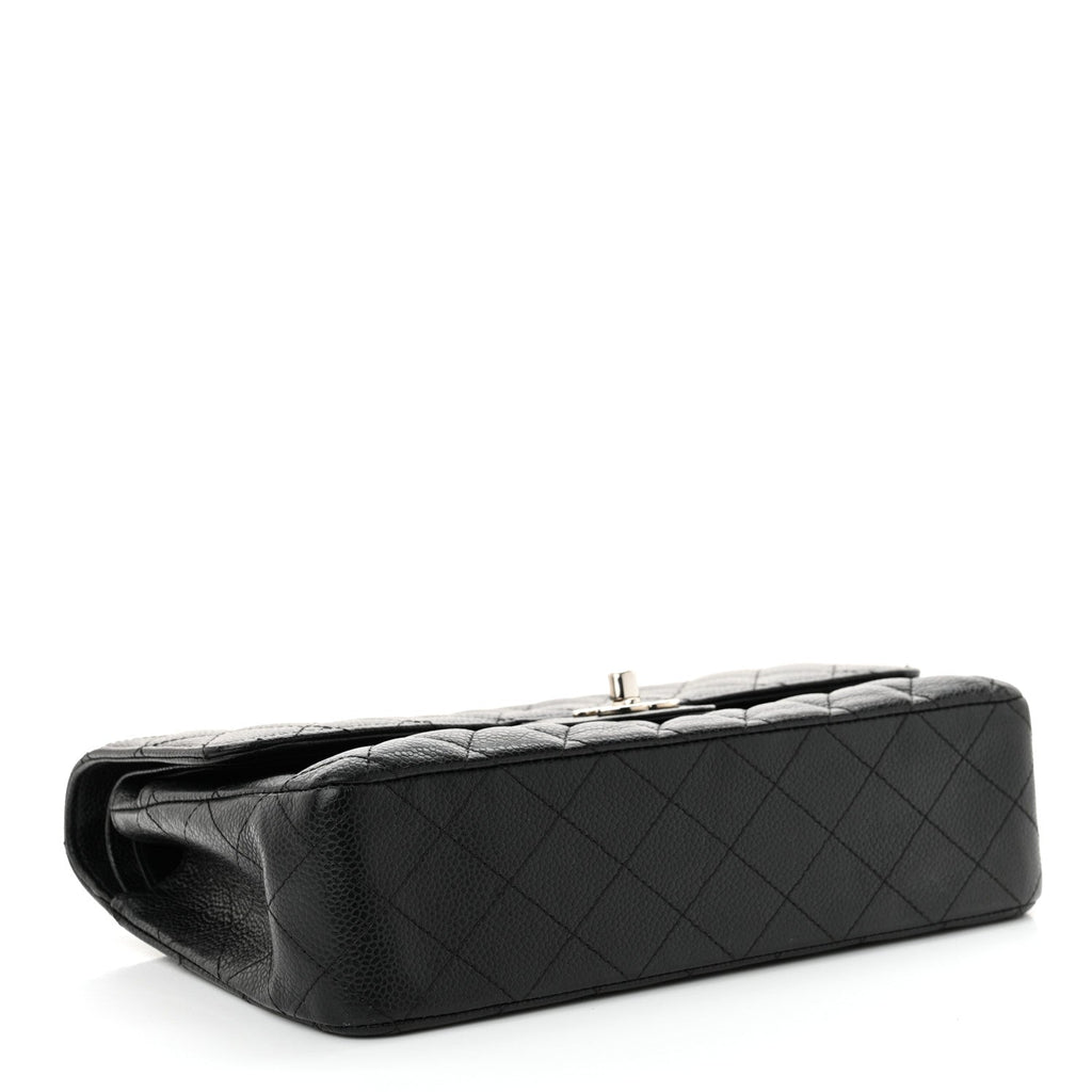 Caviar Quilted Medium Double Flap Black