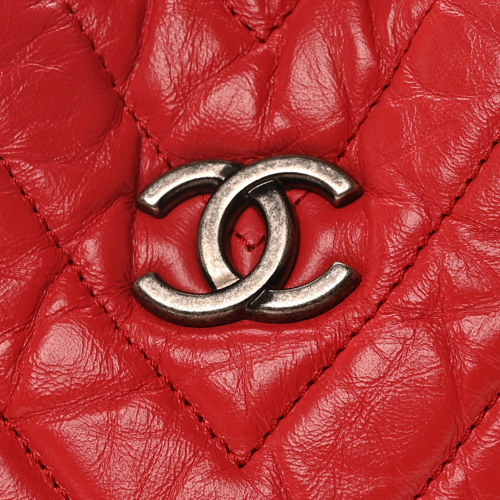 Aged Calfskin Chevron Quilted Small Gabrielle Backpack Dark Pink
