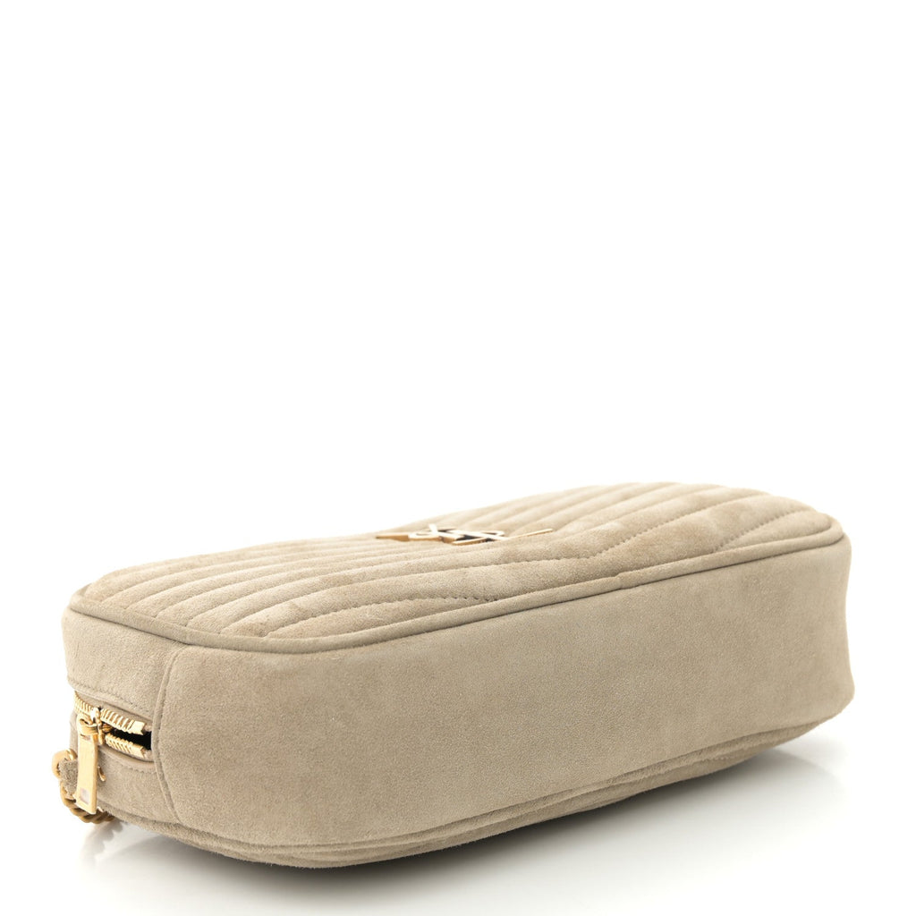 Suede Matelasse Monogram Mini Lou Camera Bag Matte Gold