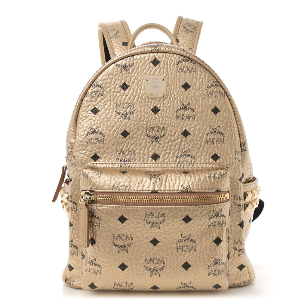 Metallic Visetos Small Side Stud Stark Backpack Gold