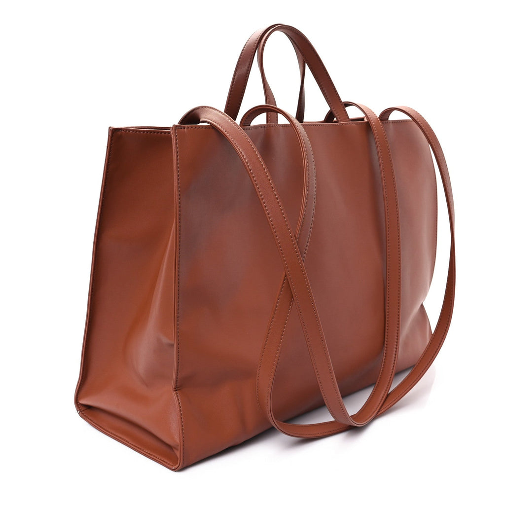 Vegan Leather Large Shopping Bag Tan