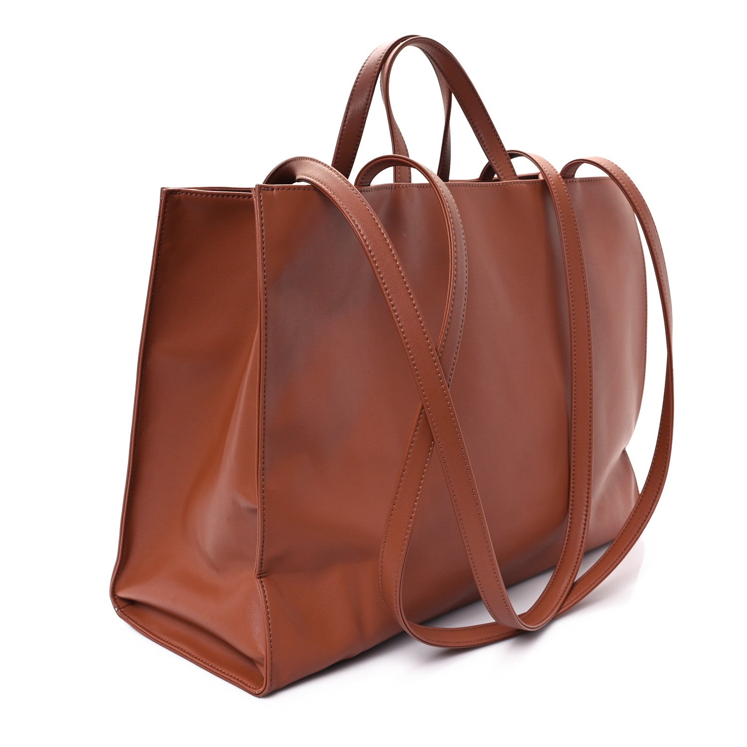 Vegan Leather Large Shopping Bag Tan
