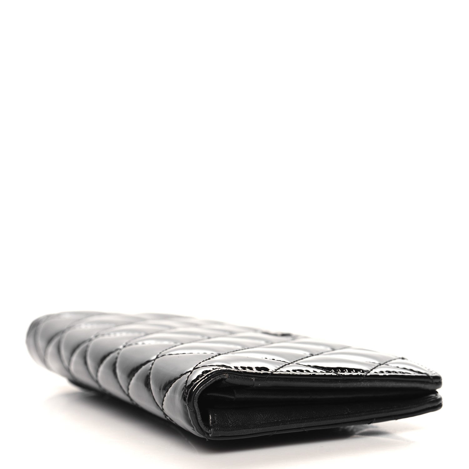 Patent Calfskin Quilted Yen Wallet So Black