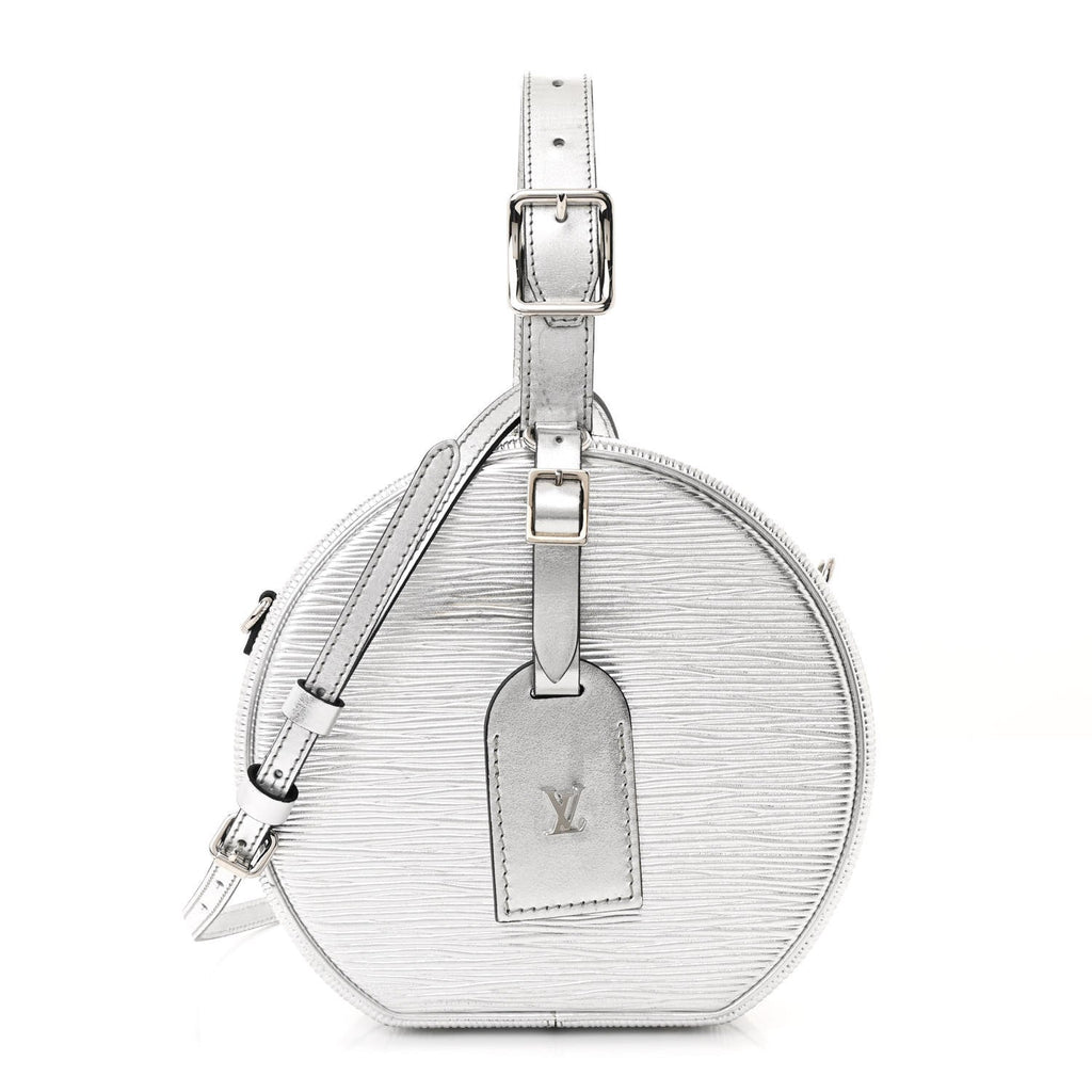 Metallic Epi Petite Boite Chapeau Silver