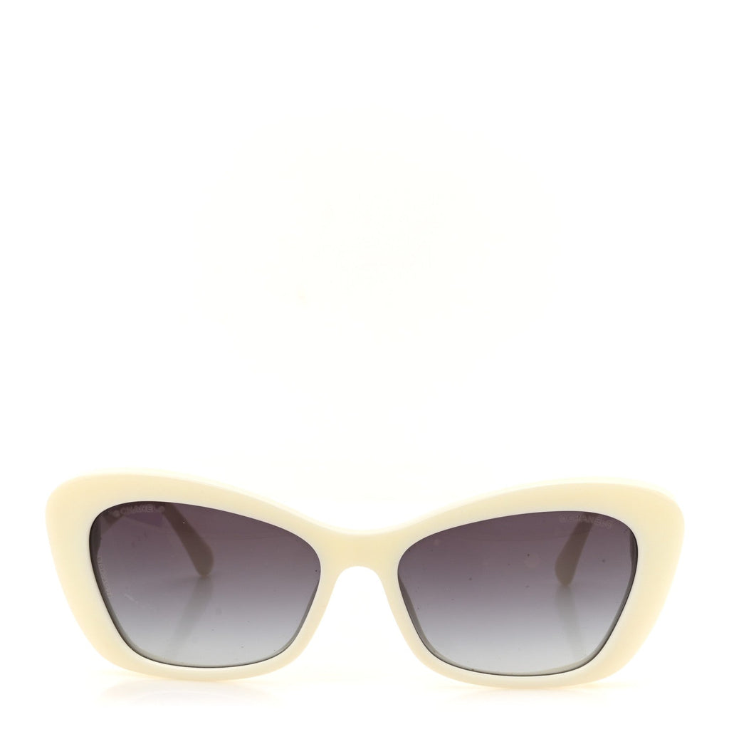 Acetate Pearl Cat Eye CC Sunglasses 5481-H-A White