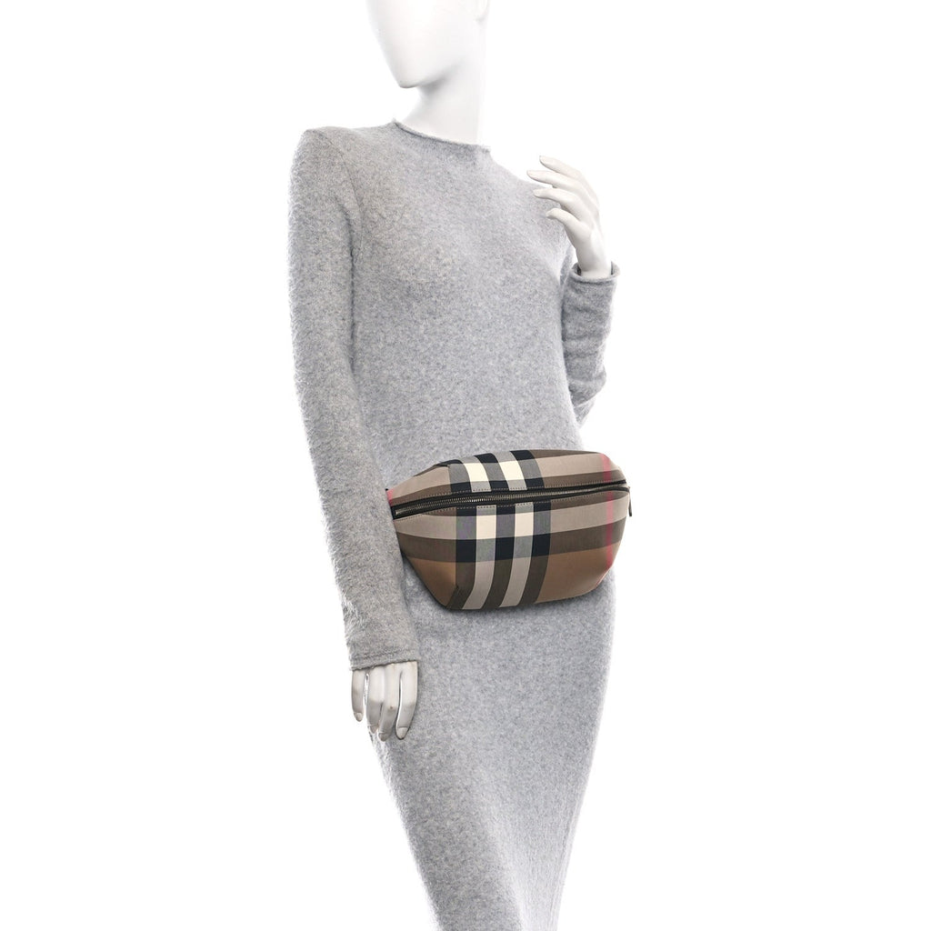 Nylon Giant Check Medium Sonny Bum Bag Taupe Brown
