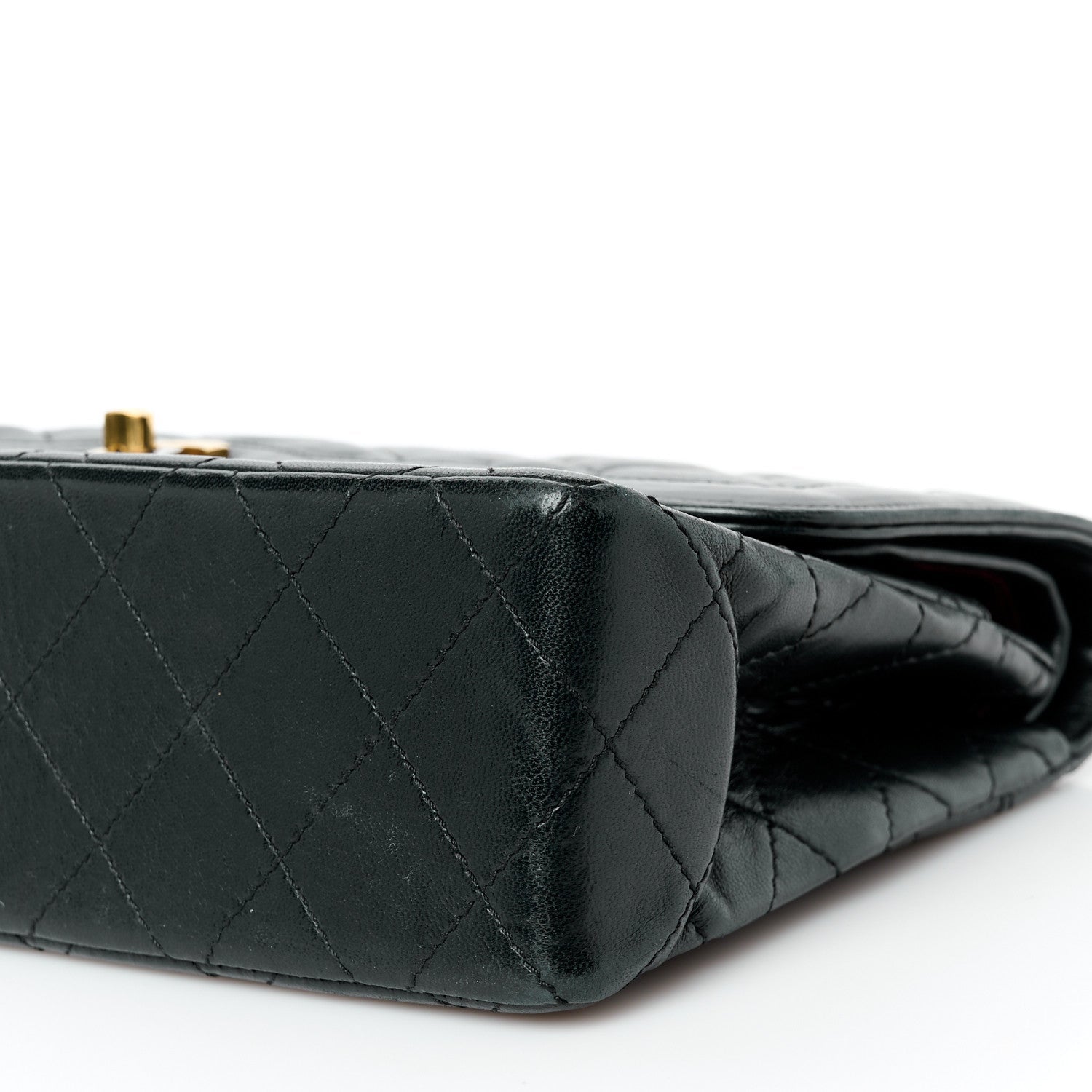 Lambskin Quilted Medium Double Flap Bag Black