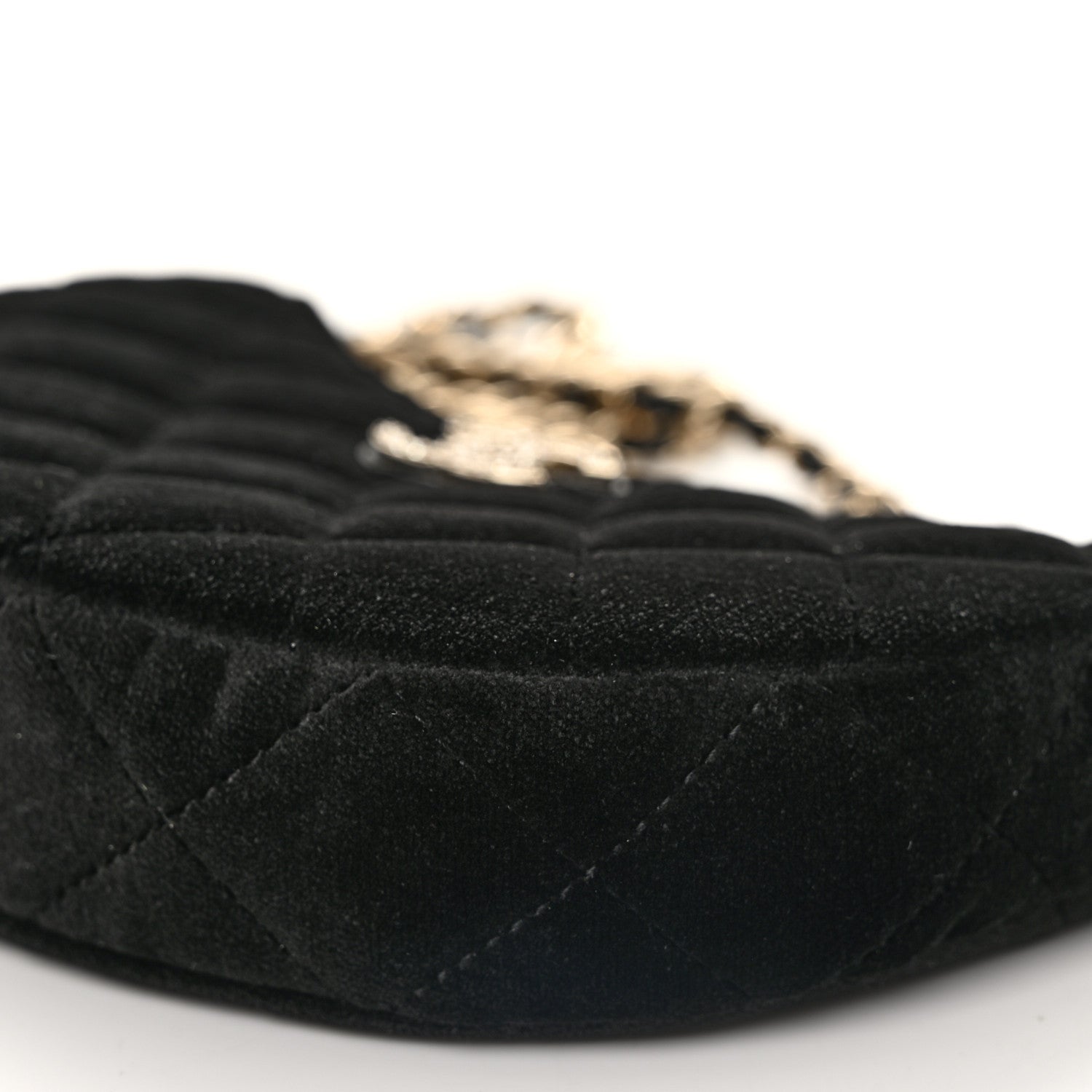 Velvet Crystal Quilted Chain Hobo Black
