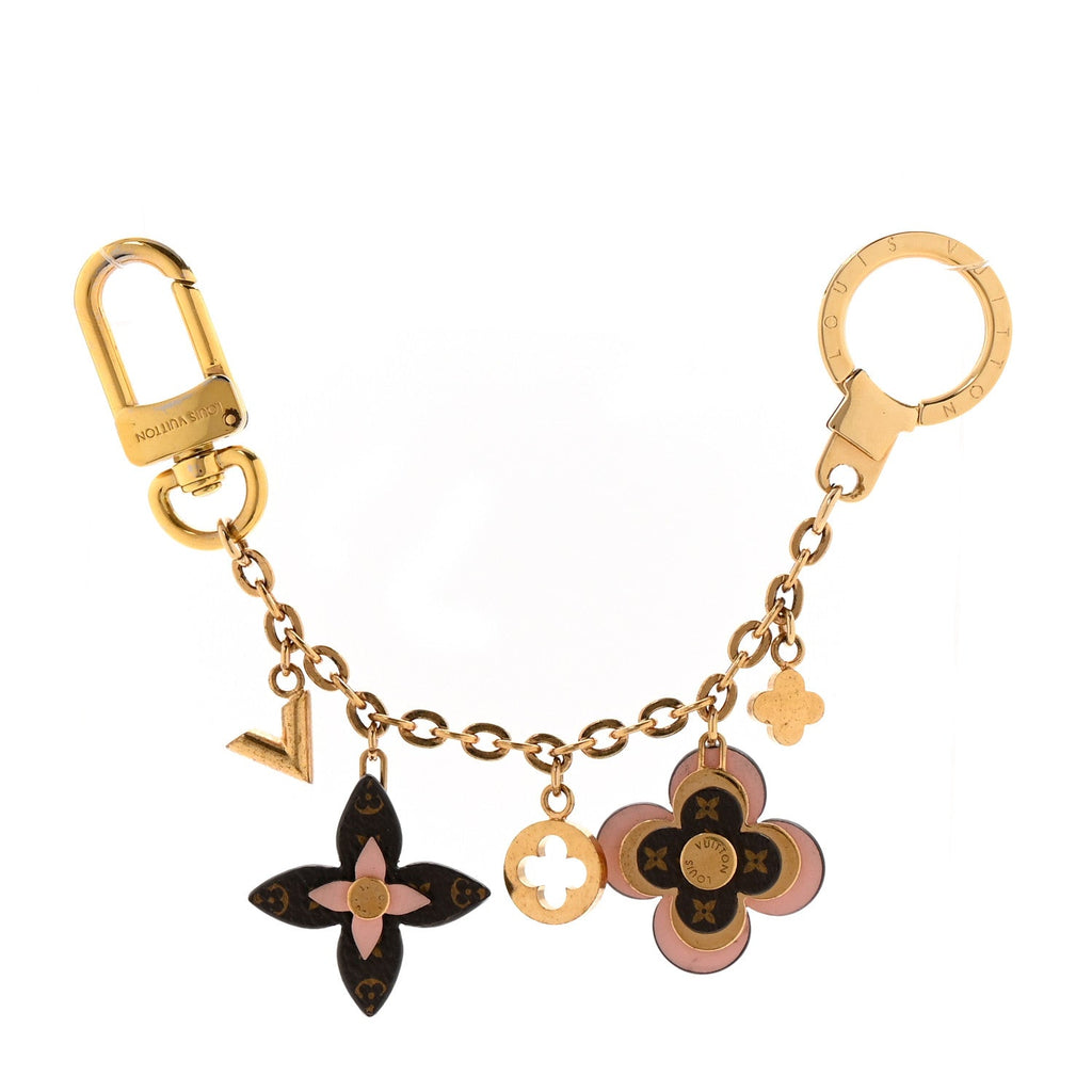 Brass Monogram Blooming Flowers Bag Charm Key Holder Rose Ballerine