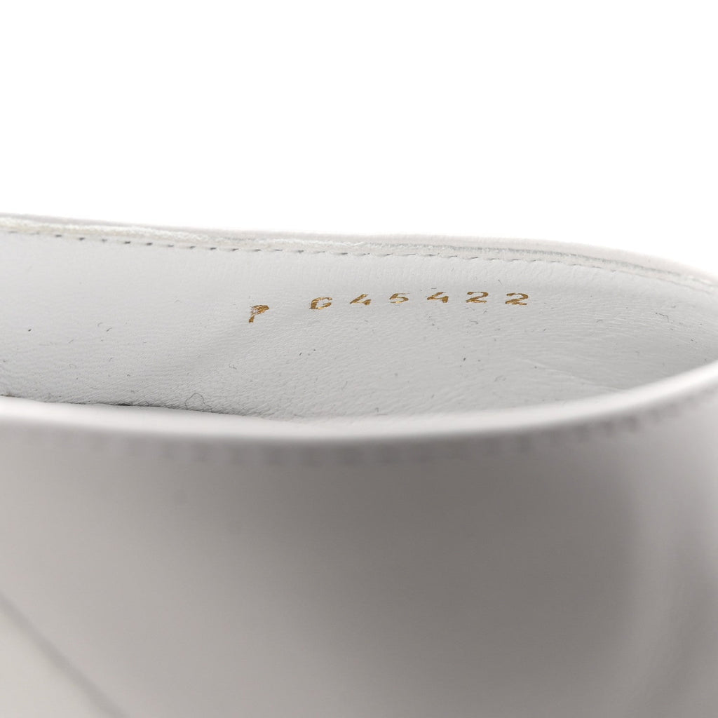 Lambskin Patent Cap Toe Mary Jane Wedge Pumps 38 White Black
