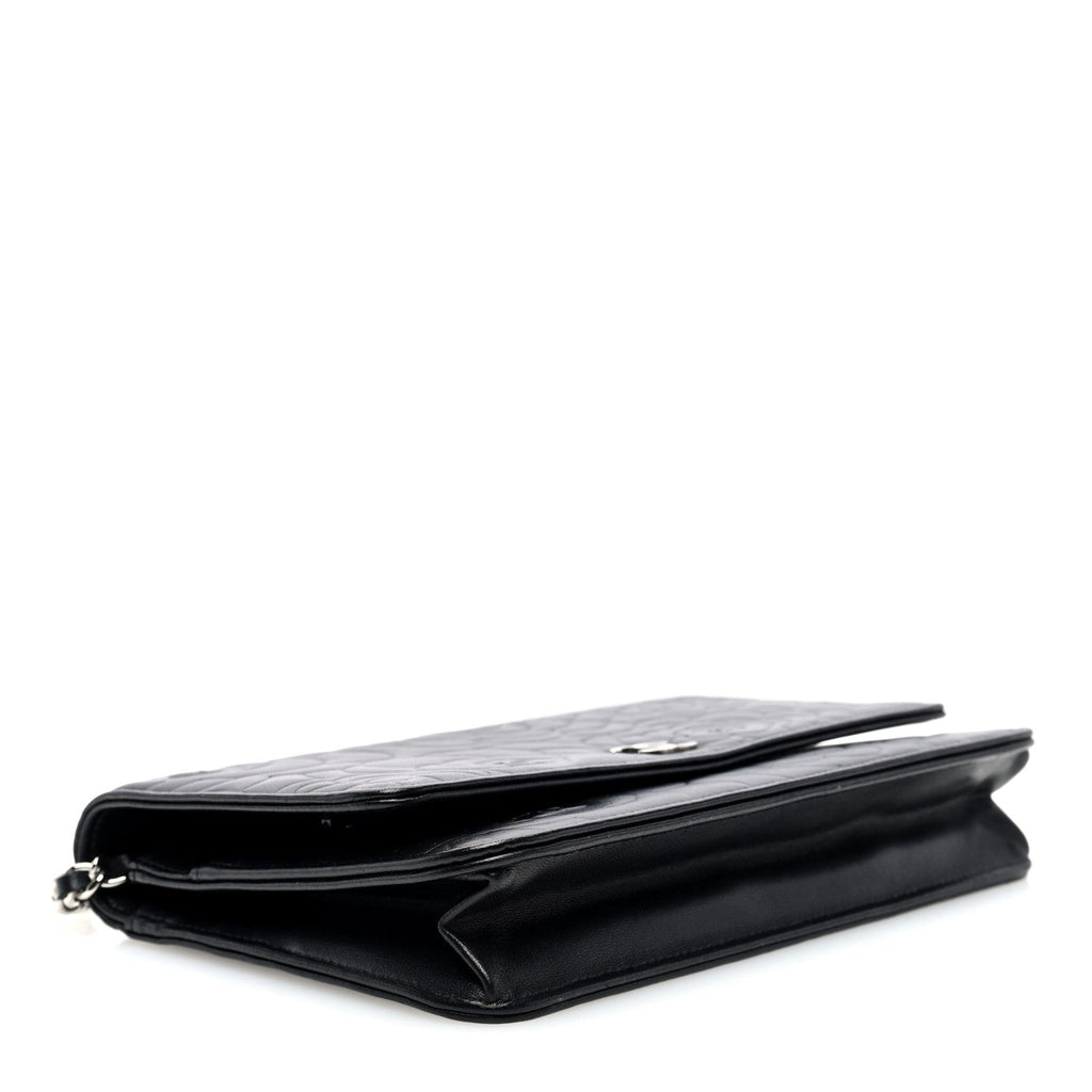 Lambskin Camellia Embossed Wallet on Chain WOC