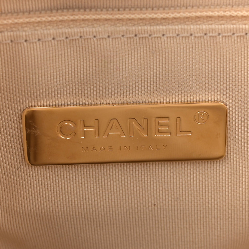 Lambskin Quilted Large Chanel 19 Flap Dark Beige