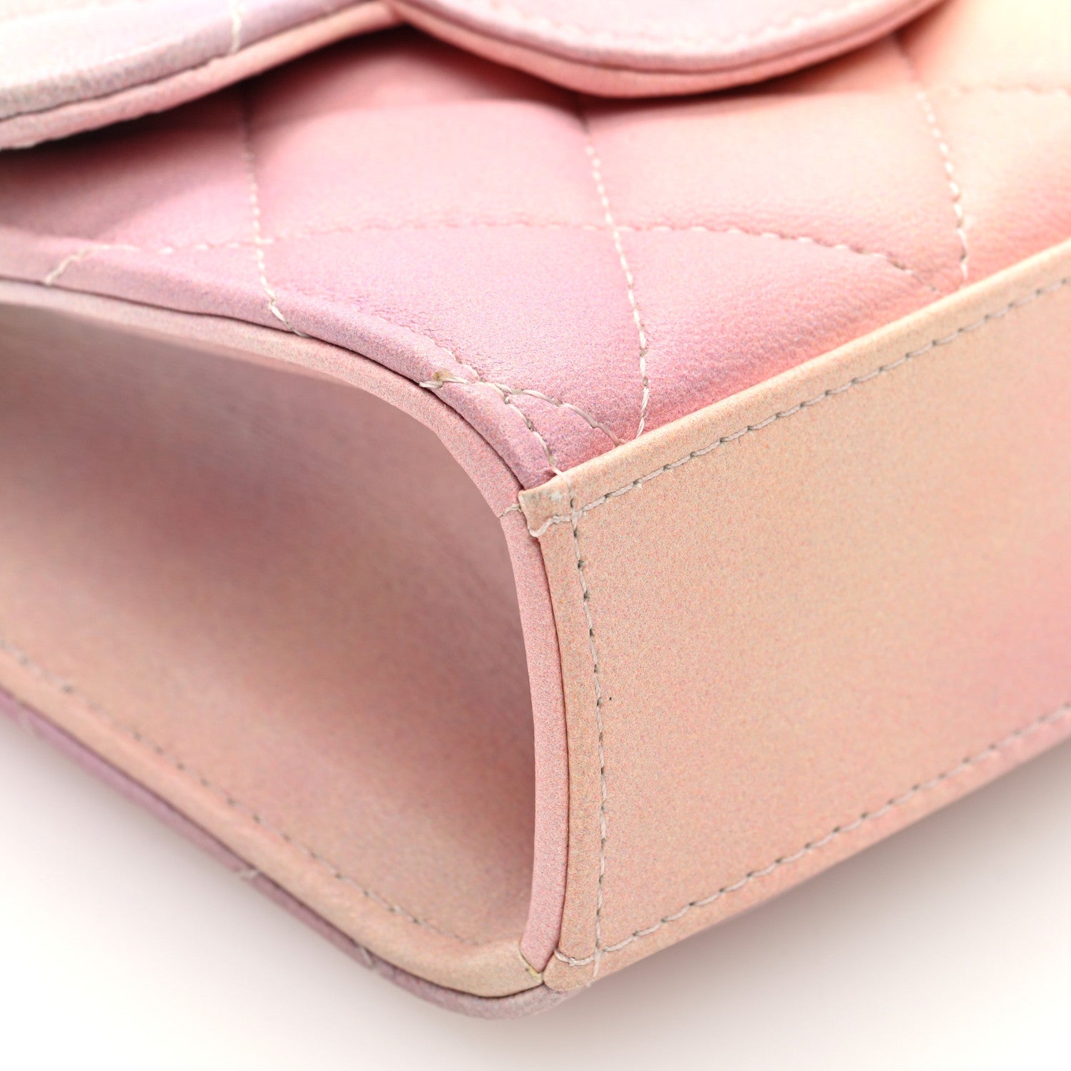 Lambskin Quilted Ombre Top Handle Flap Clutch With Chain Pink