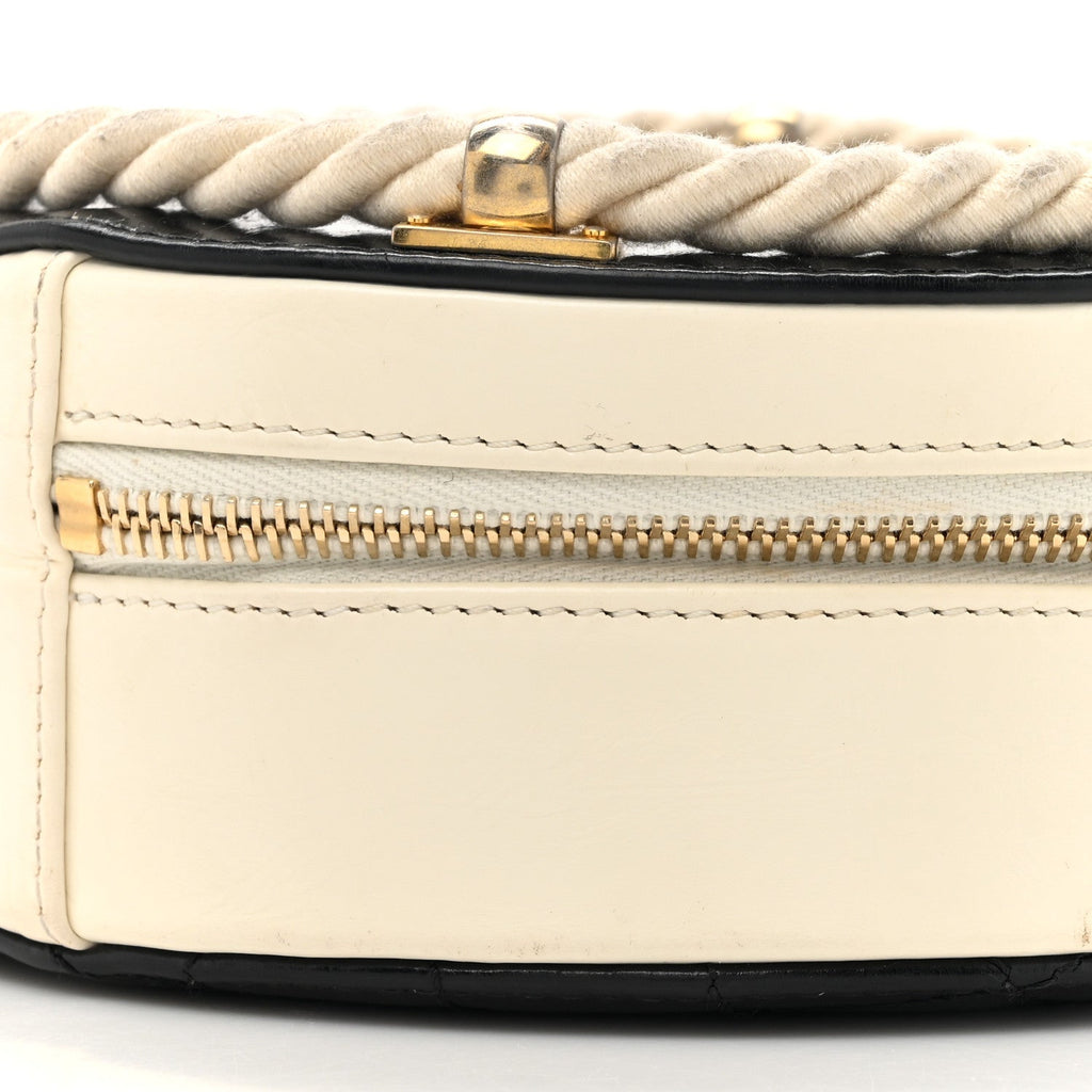 Crumpled Calfskin Cotton Small En Vogue Round Bag Black
