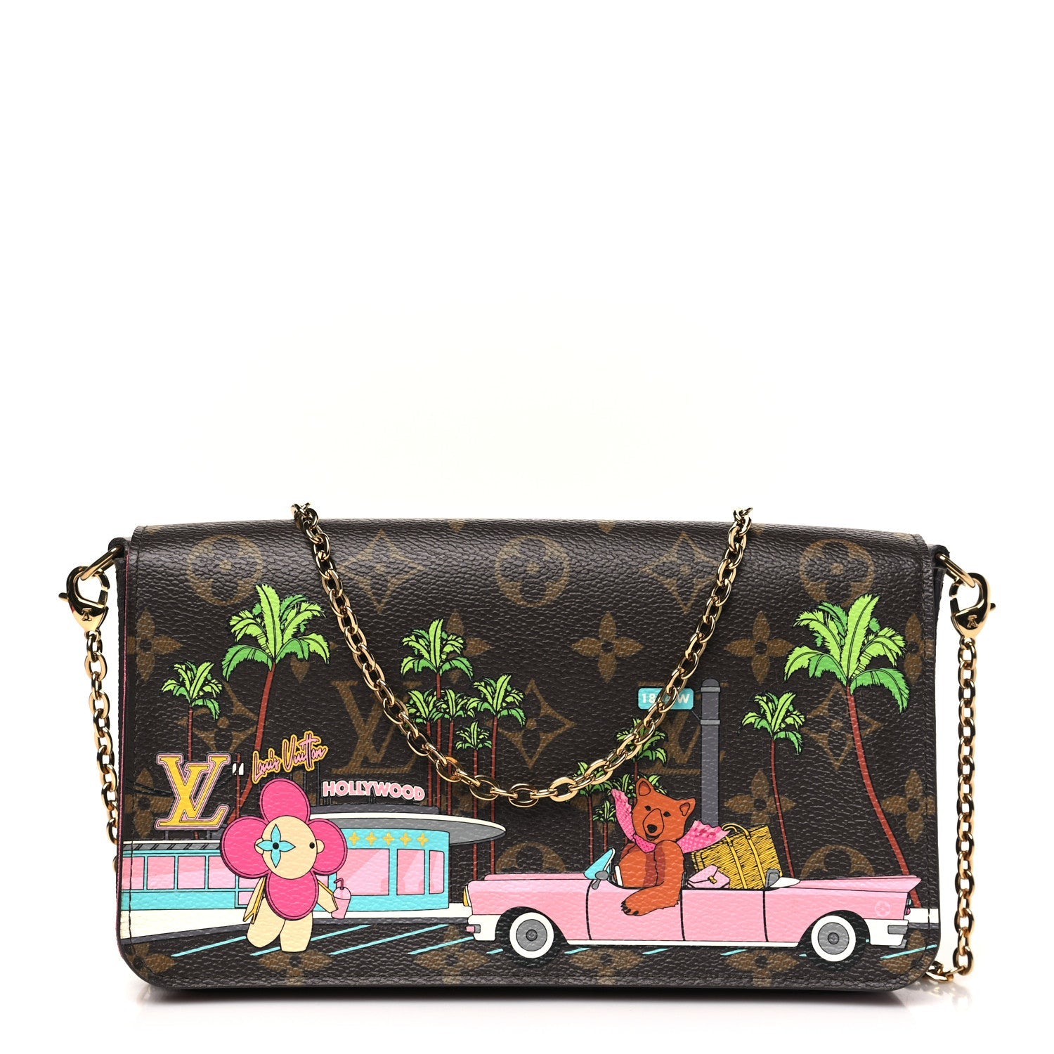 Monogram 2021 Christmas Animation Hollywood Pochette Felicie Chain Wallet Fuchsia