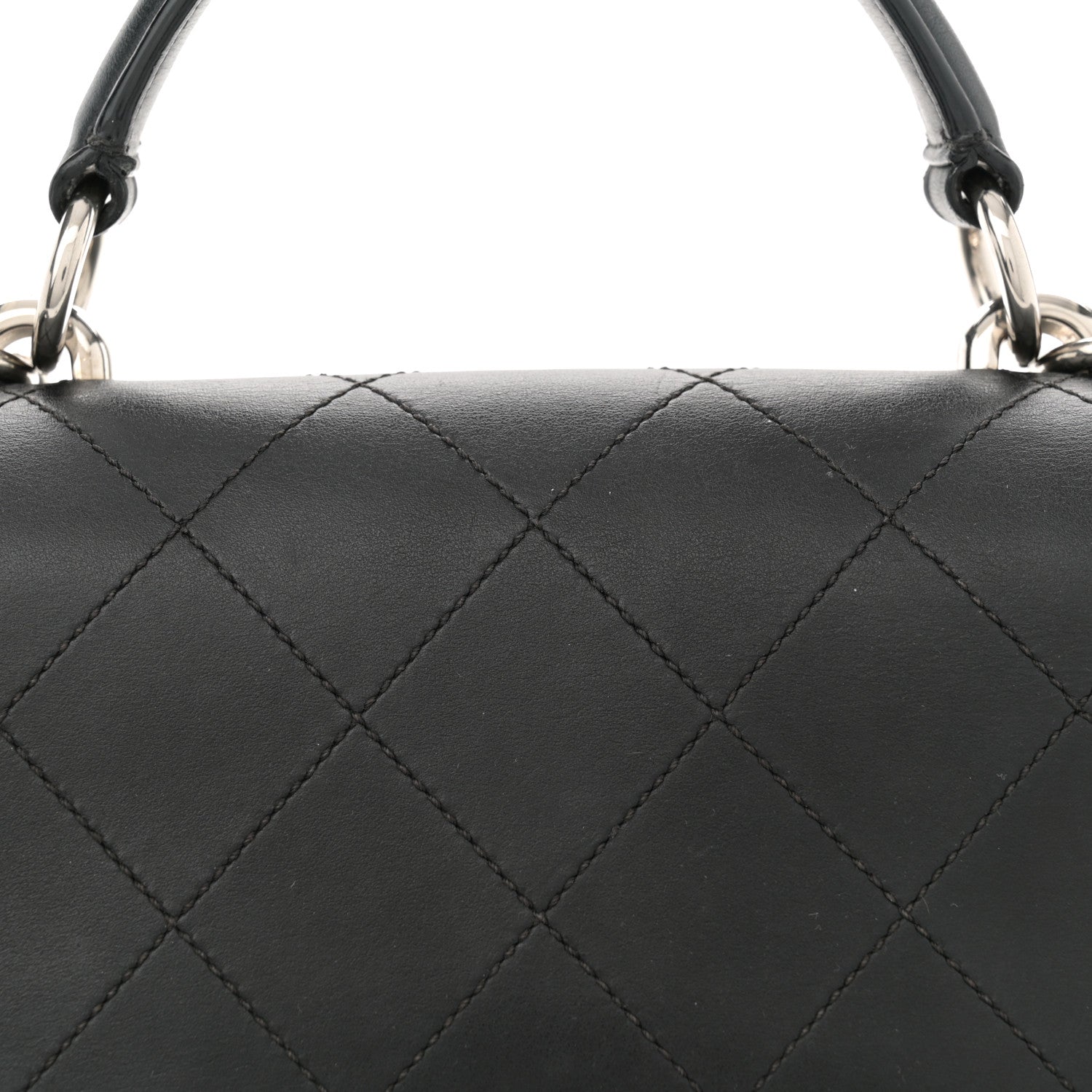 Calfskin Stitched Ring My Bag Flap Crossbody Bag Black