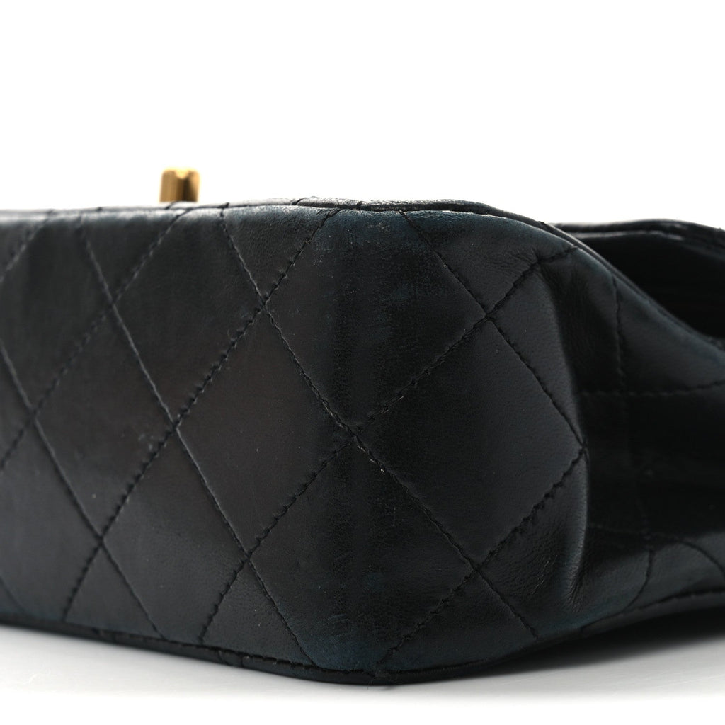 Lambskin Quilted Small Double Flap Black