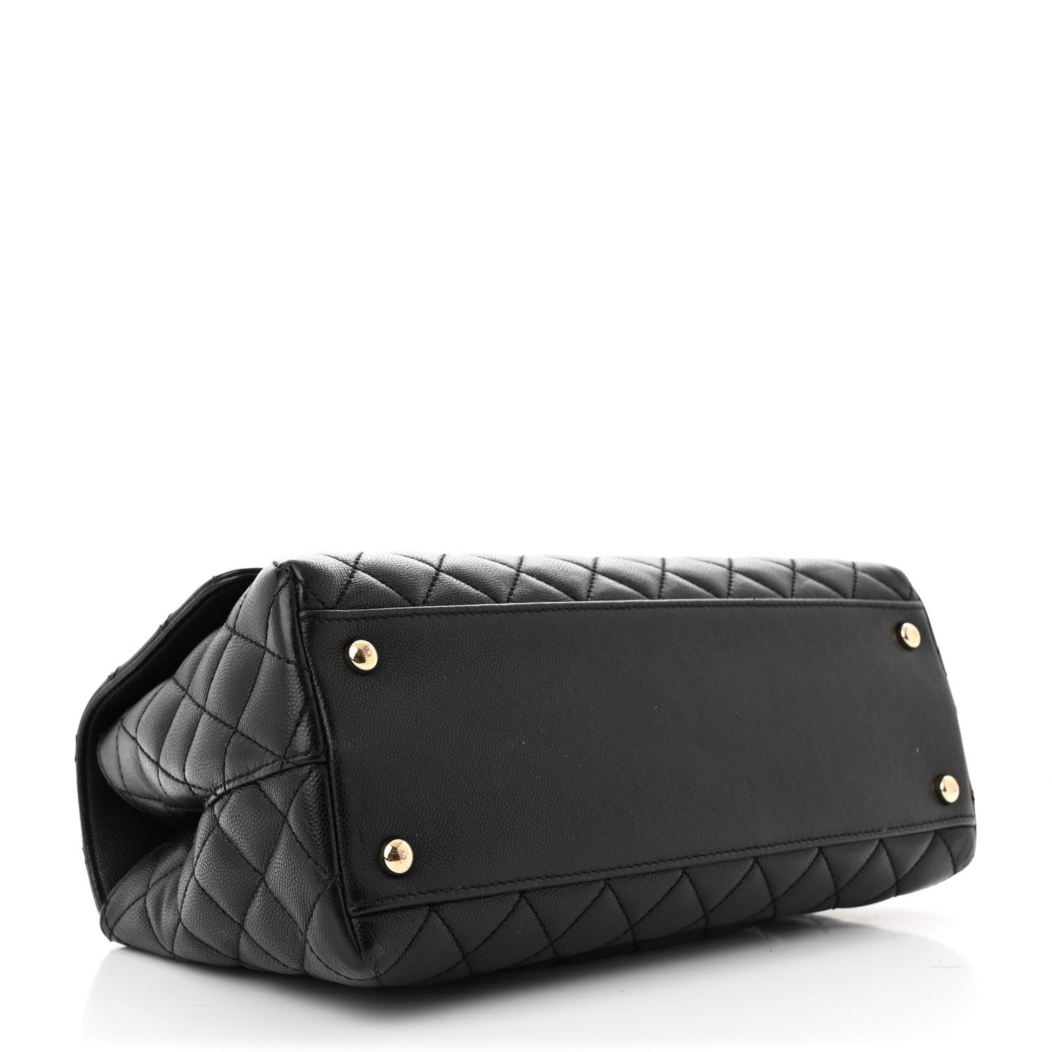 Caviar Quilted Small Coco Handle Flap Black