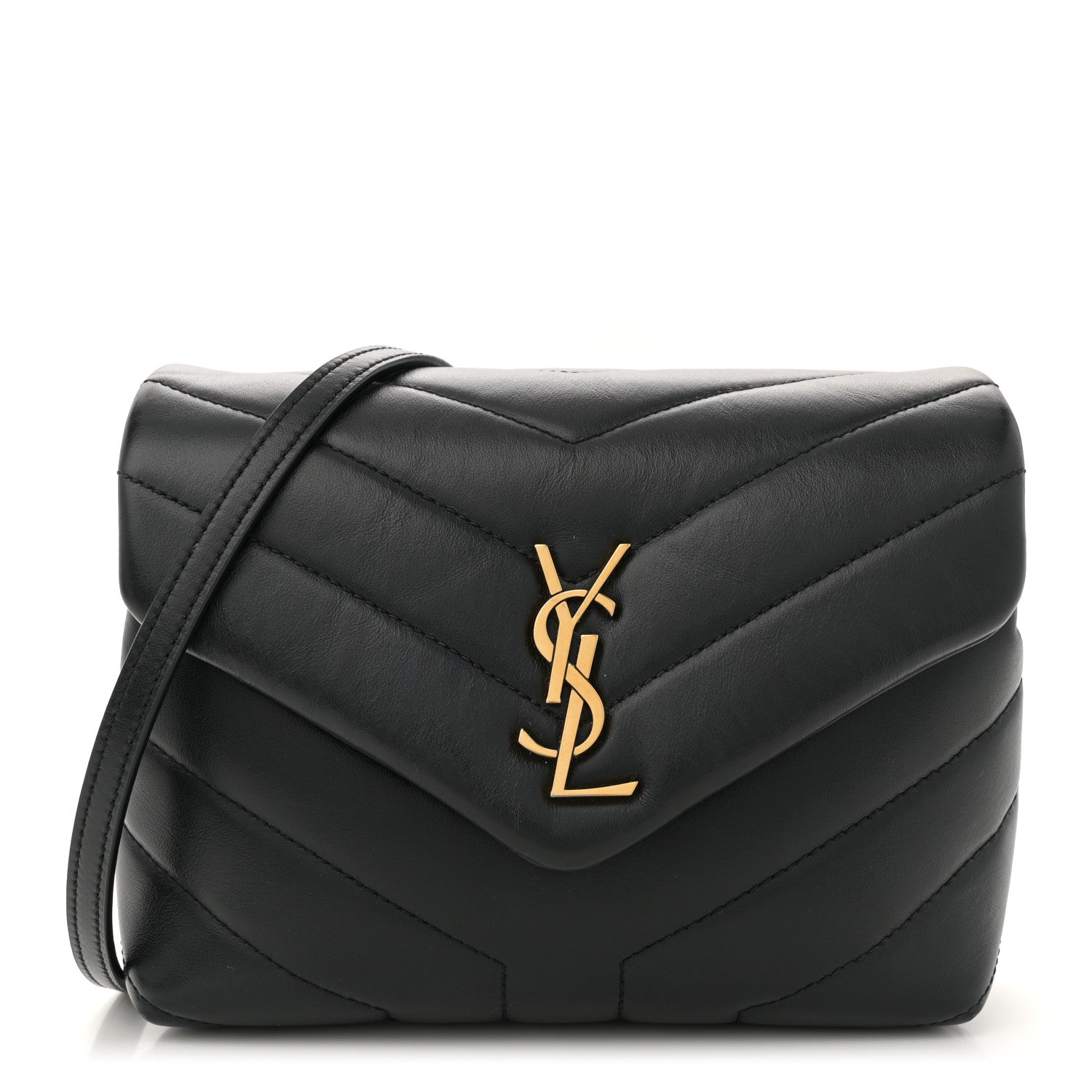 Calfskin Y Quilted Monogram Toy Loulou Crossbody Bag Black