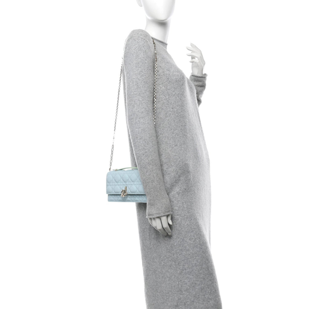 Lambskin Cannage Two Tone Mini My Dior Bag Celestial Blue Light Mint
