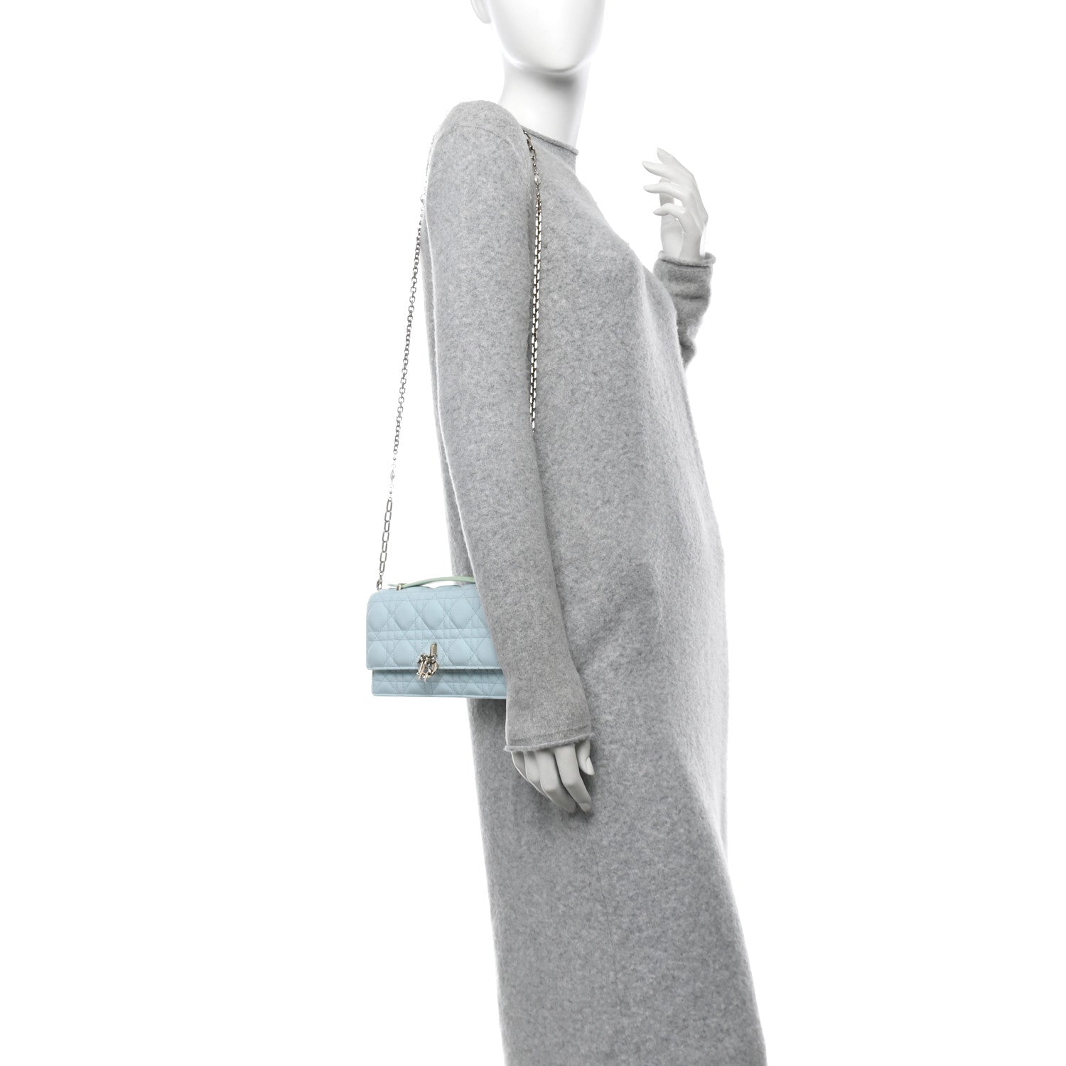 Lambskin Cannage Two Tone Mini My Dior Bag Celestial Blue Light Mint