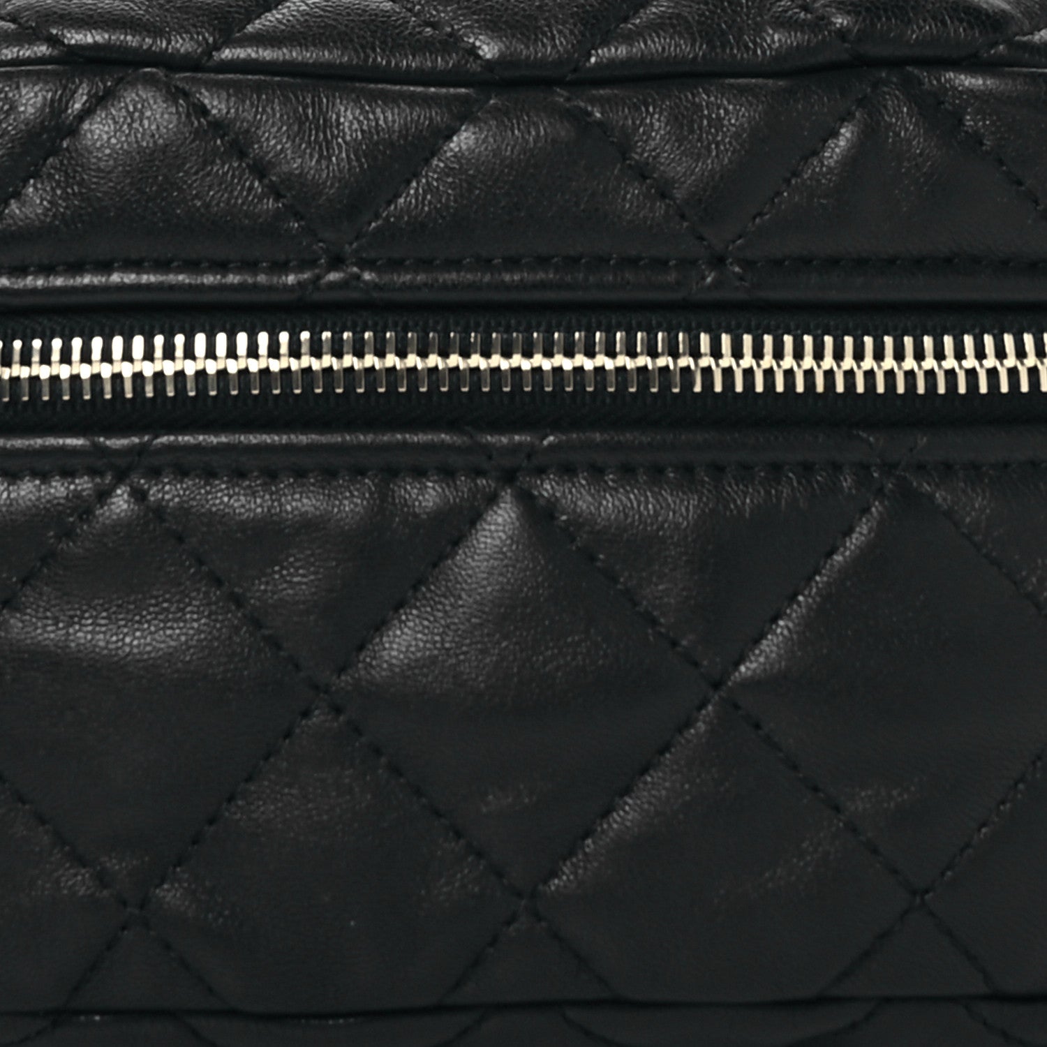Lambskin Quilted Linked In Waist Bag Black