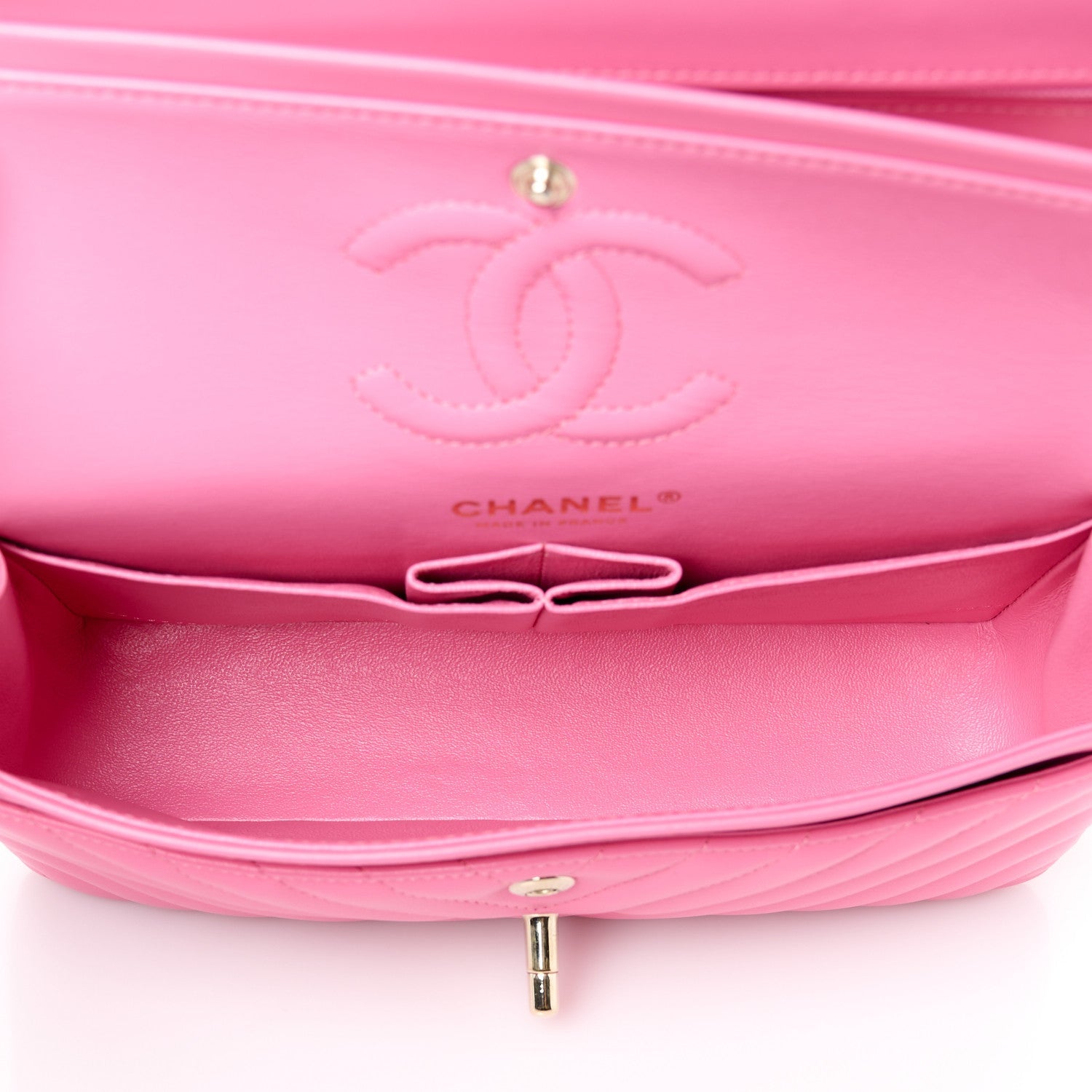 Lambskin Chevron Quilted Small Double Flap Pink