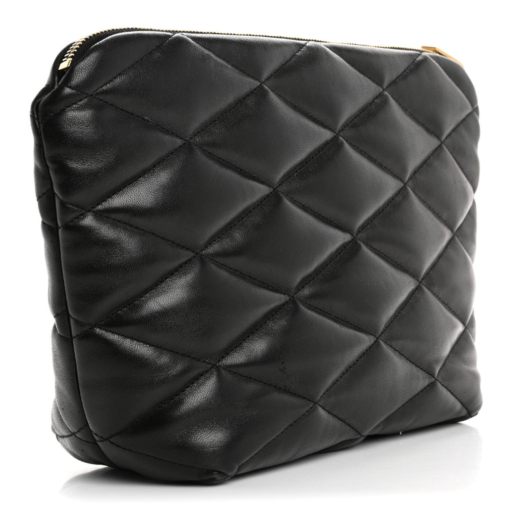 Lambskin Monogram Medium Sade Puffer Pouch Black