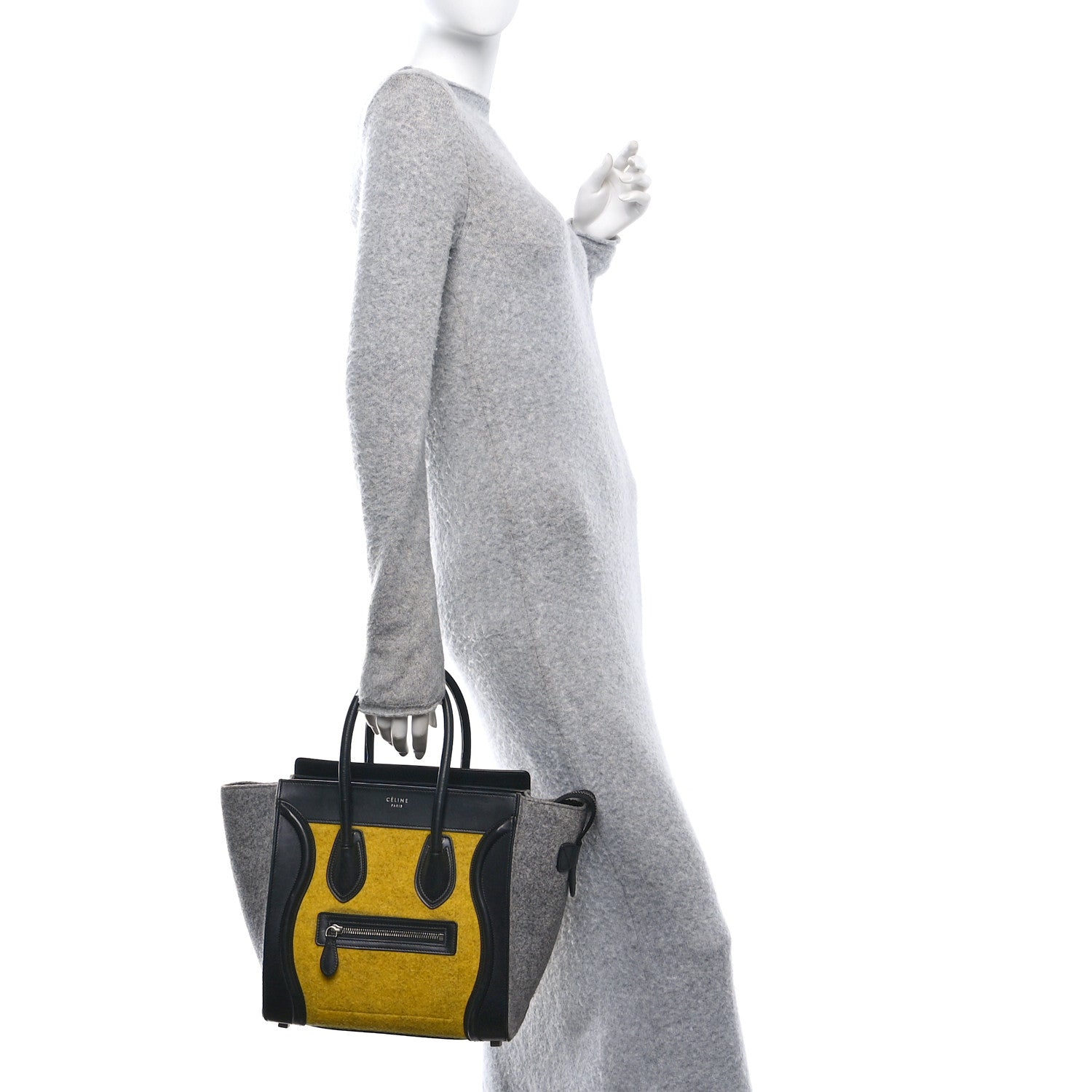 Felt Smooth Calfskin Micro Tri-Color Luggage Black Yellow
