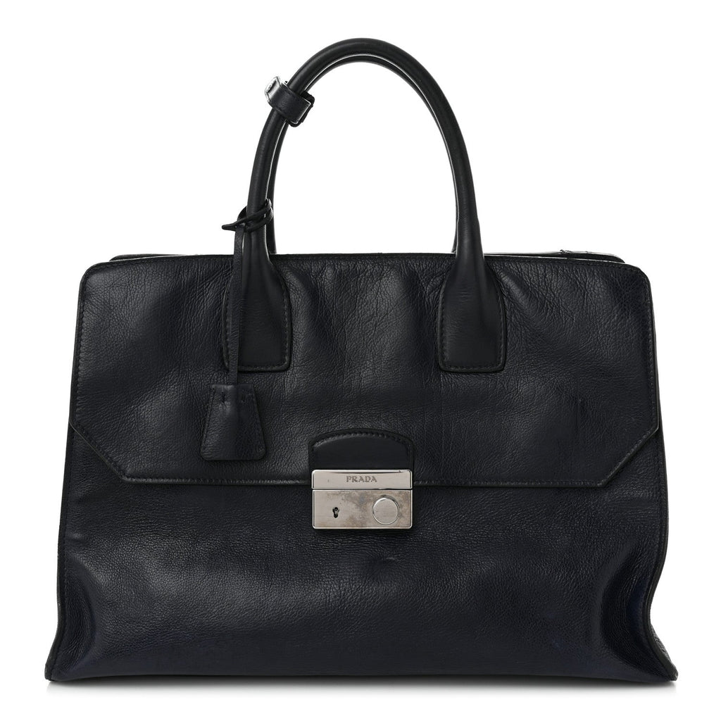 Glace Calfskin Sound Tote Bag Blue