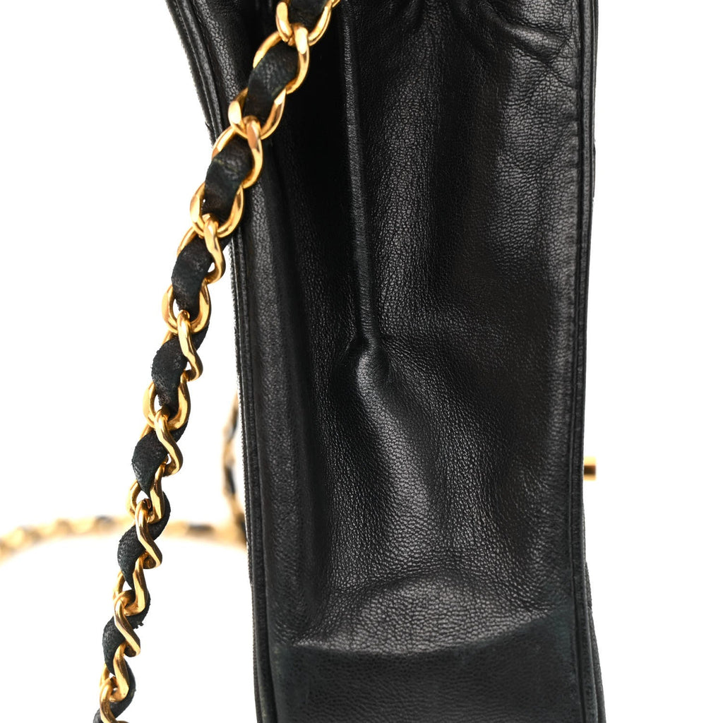 Lambskin Quilted Medium Single Flap Black