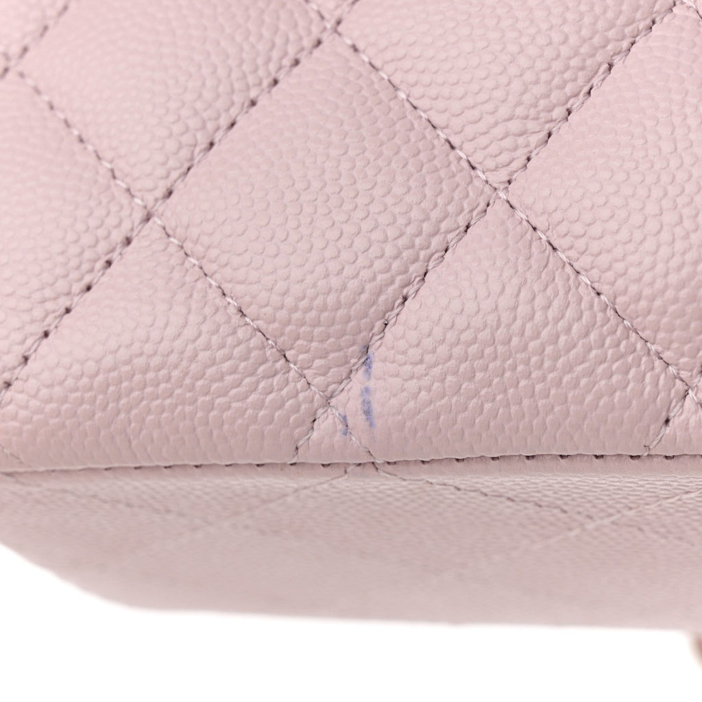 Caviar Quilted Medium Double Flap Light Pink