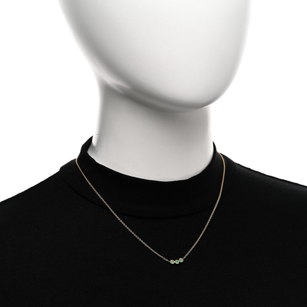 18K Yellow Gold Emerald Mimirose Pendant Necklace