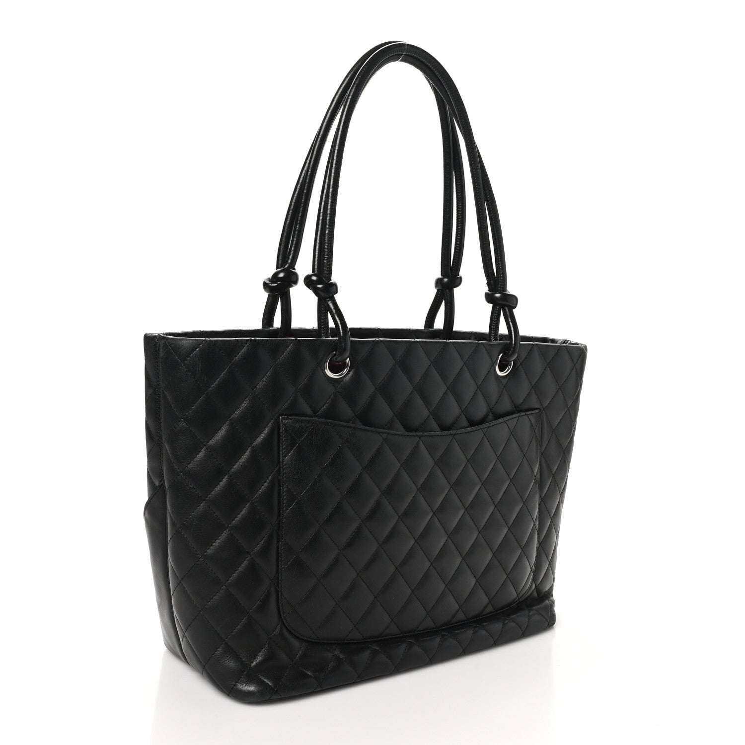 Calfskin Quilted Large Cambon Tote Black