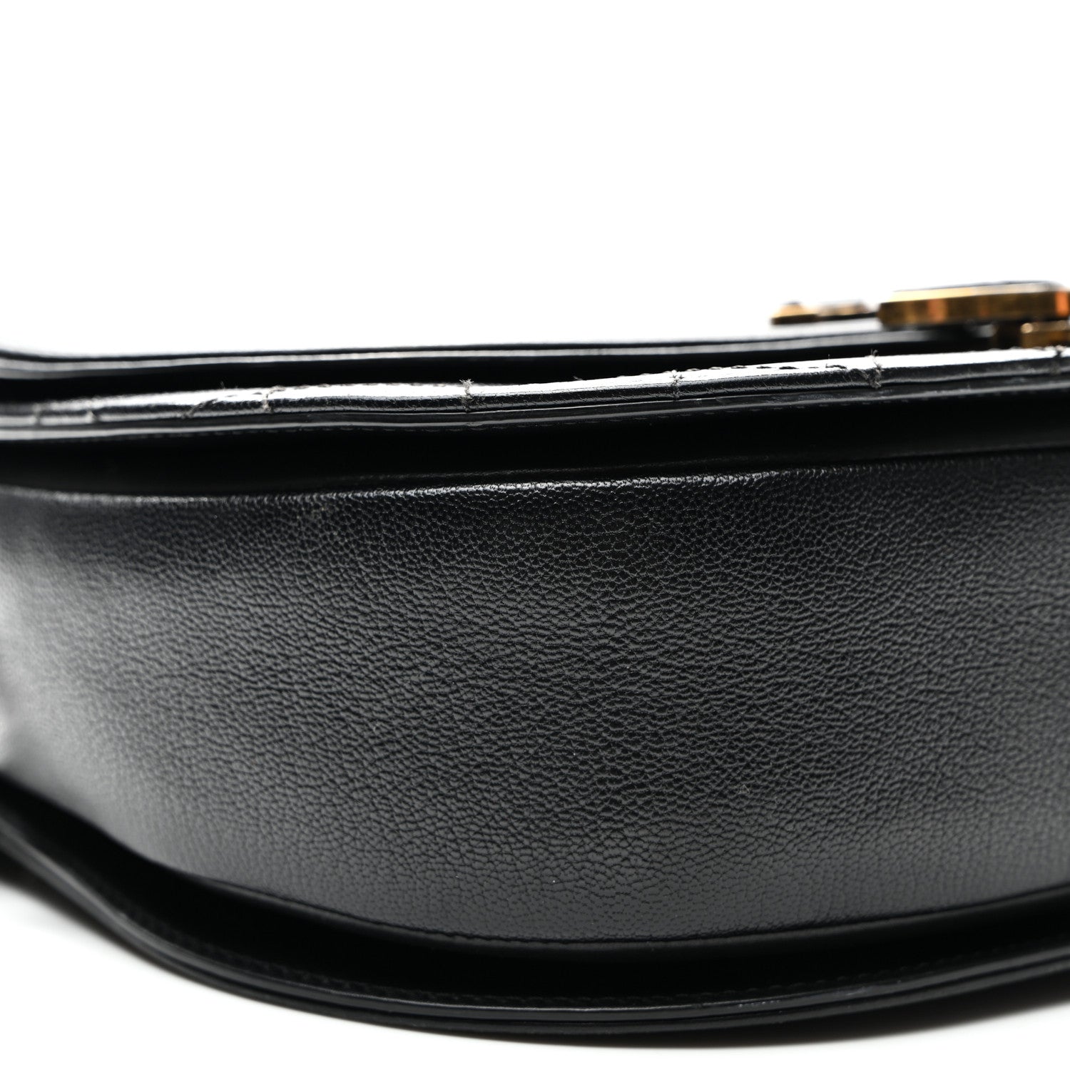 Shiny Calfskin Goatskin Quilted Medium Coco Curve Messenger Flap Black