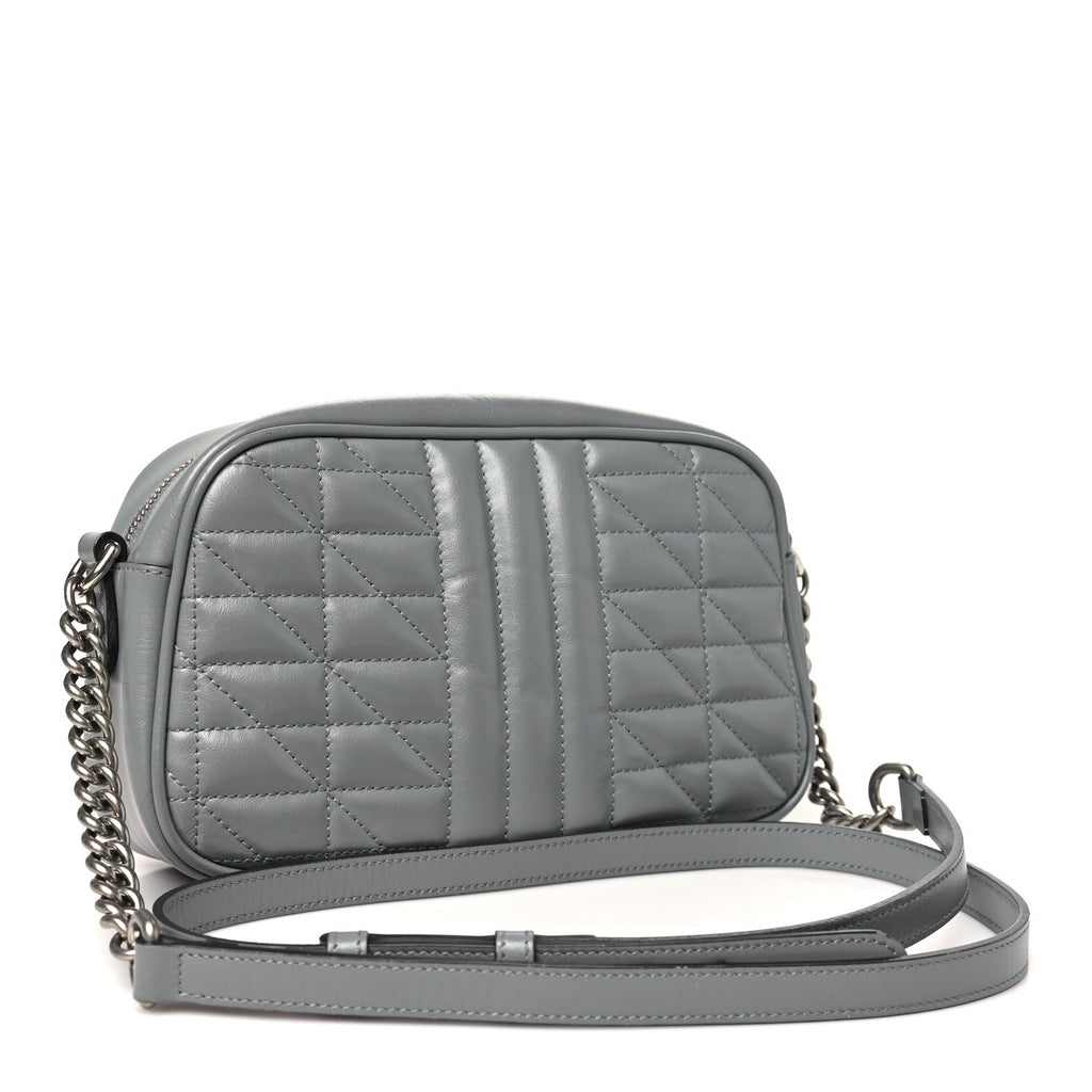 Calfskin Matelasse Aria Small GG Marmont Chain Shoulder Bag Deep Grey