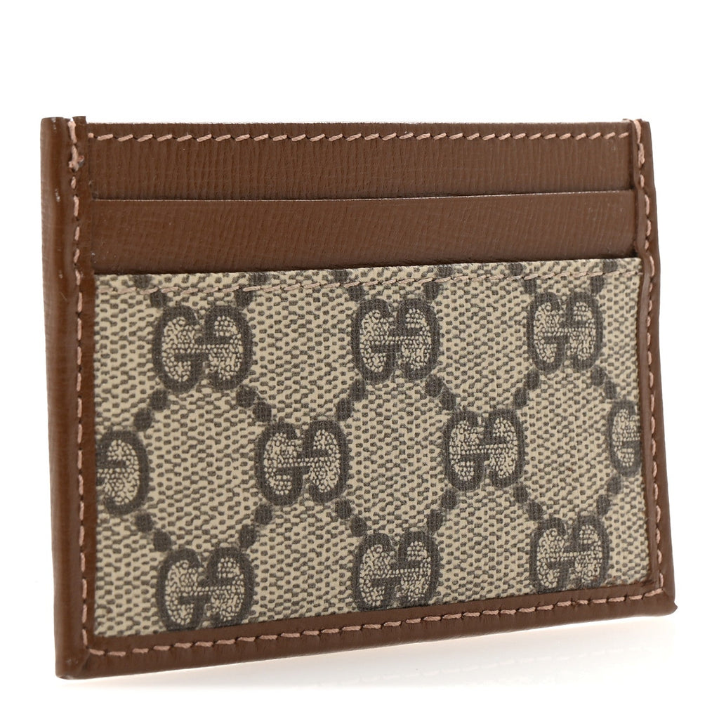 GG Supreme Monogram Azalea Calfskin Retro Interlocking G  Holder Beige Ebony Brown Sugar