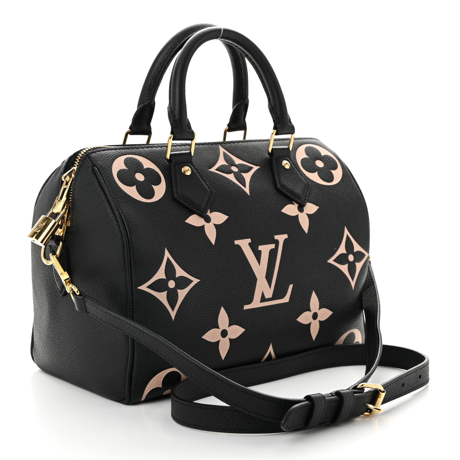 Empreinte Monogram Giant Speedy Bandouliere 25 Black Beige
