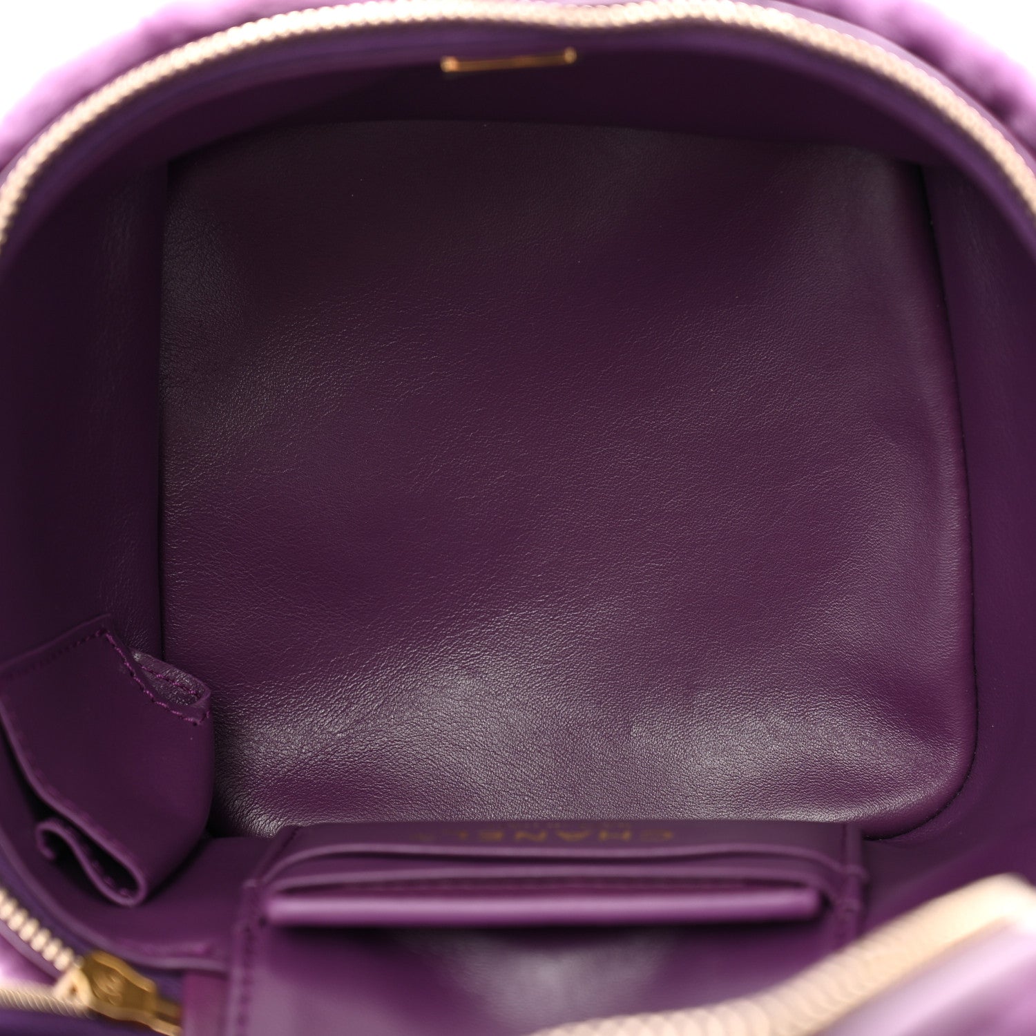 Shearling Lambskin Quilted Small Vanity Case Purple