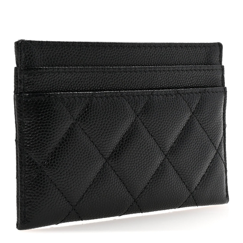 Caviar Quilted Studded CC  Holder Black