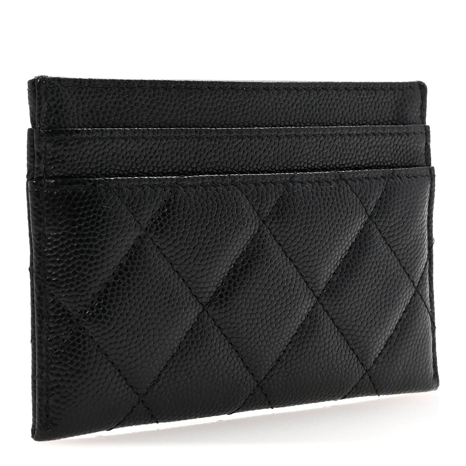 Caviar Quilted Studded CC  Holder Black
